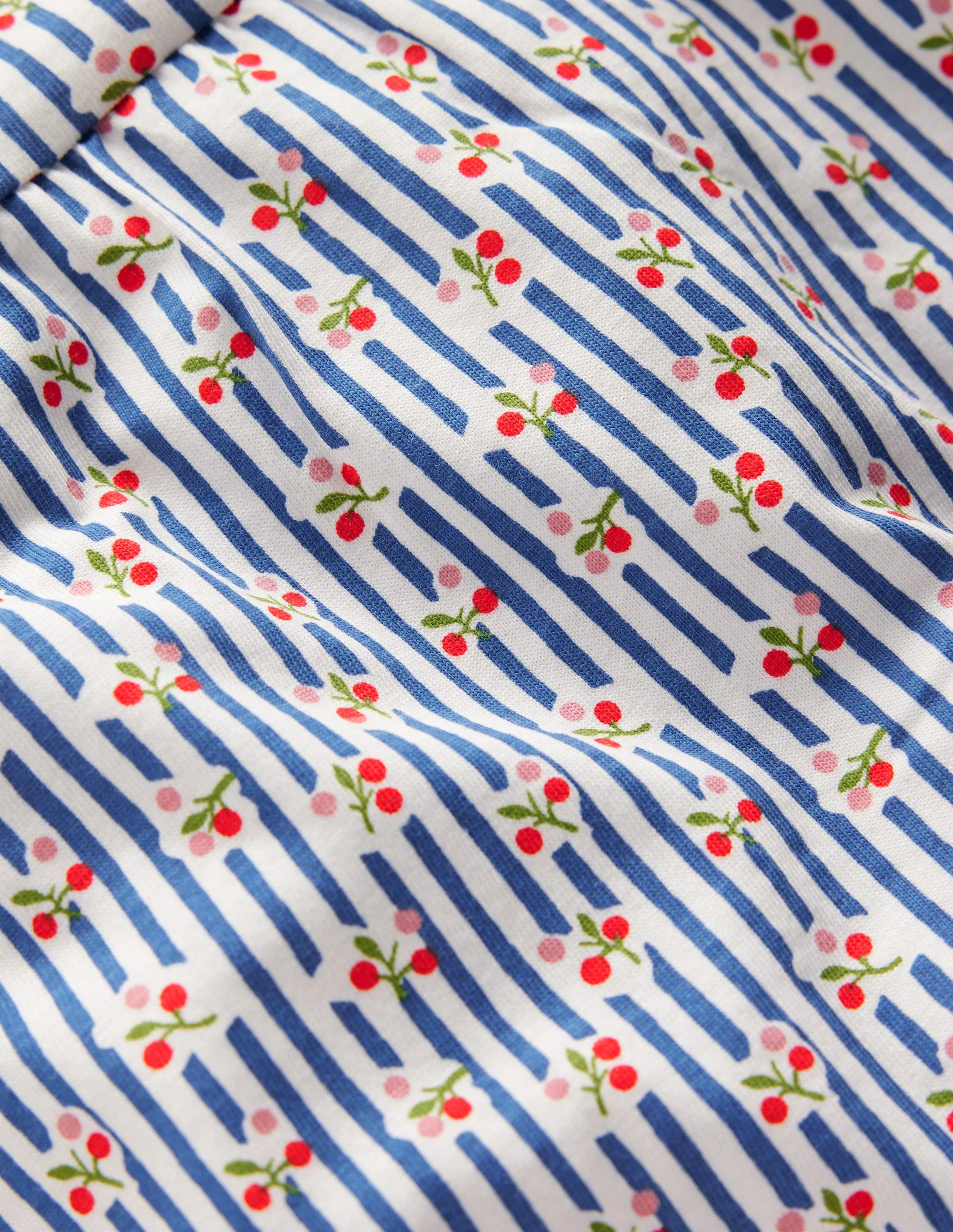 Gathered Jersey Dress-Bluejay Cherry Stripe - Image 3