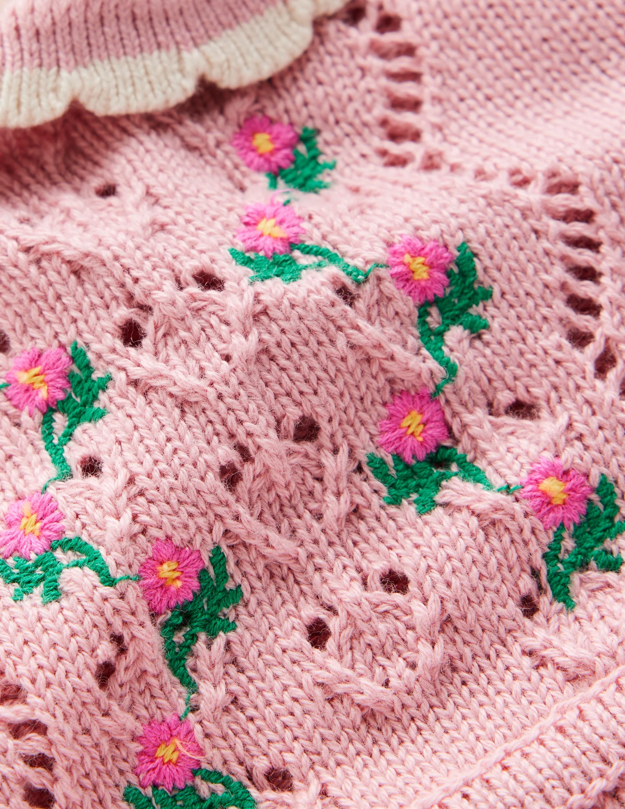 Pointelle Knitted Dress-Vintage Pink - Image 3