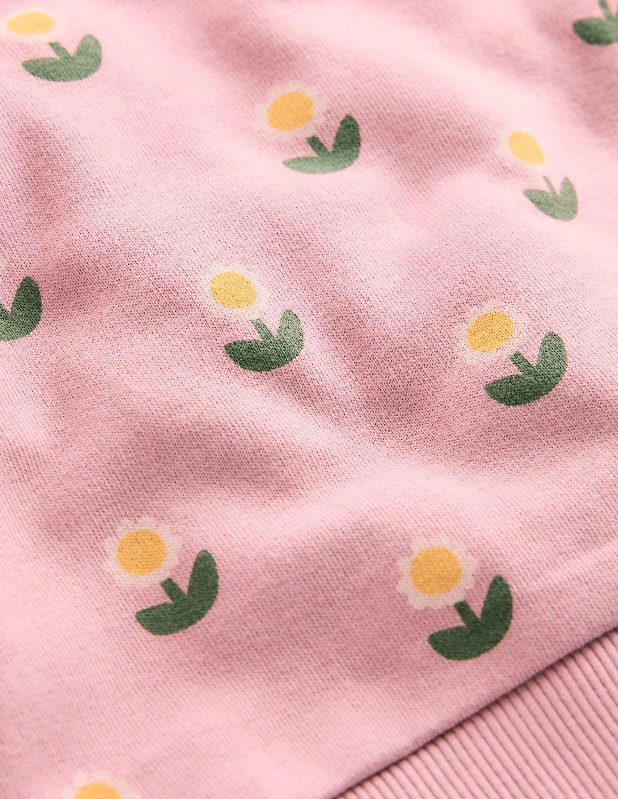 Printed Sweatshirt-Vintage Pink Daisy Stamp - Image 3