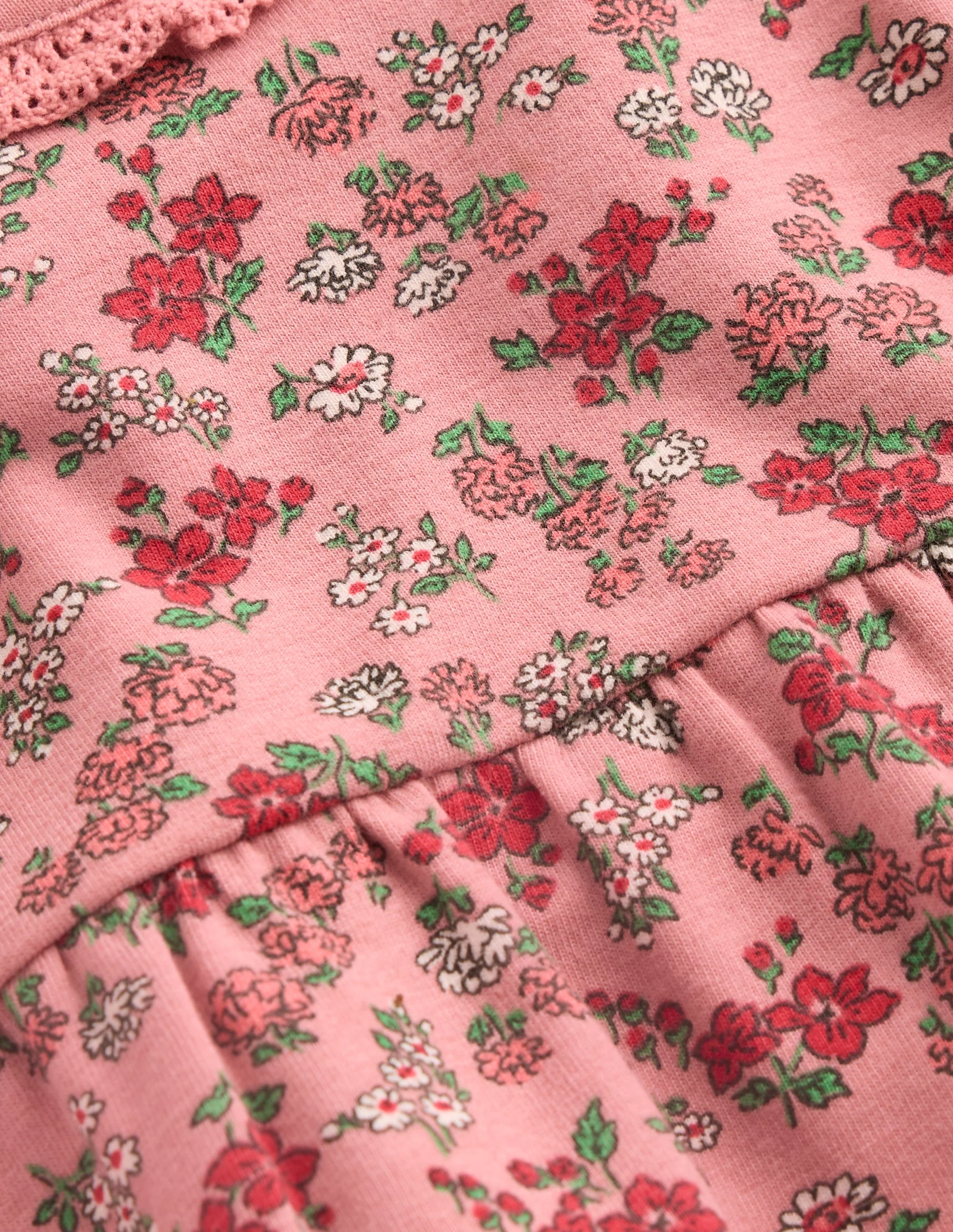 Sweatshirt Dress-Strawberry Pink Flower Meadow - Image 3