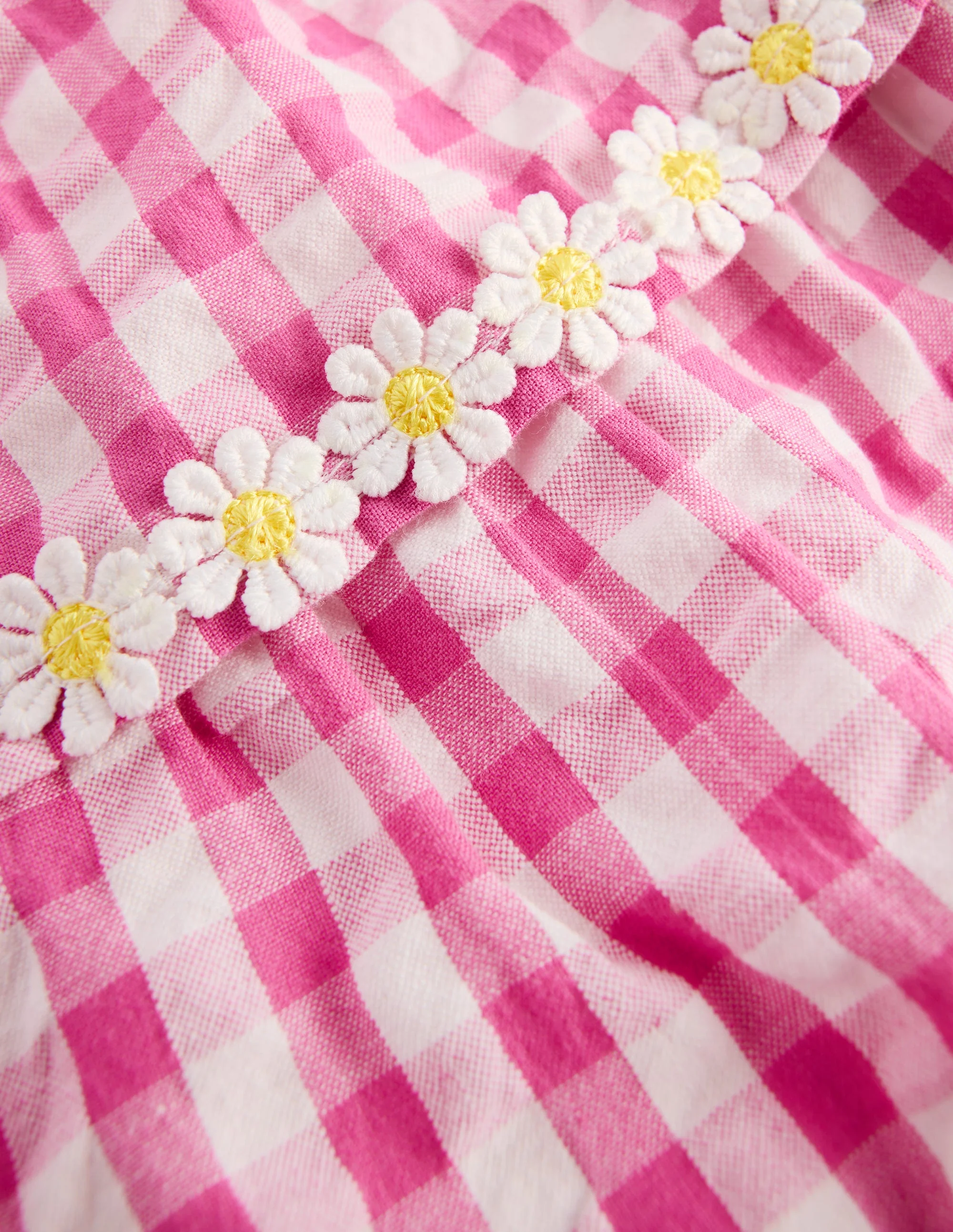 Tiered Woven Dress-Pink Gingham Daisies - Image 3
