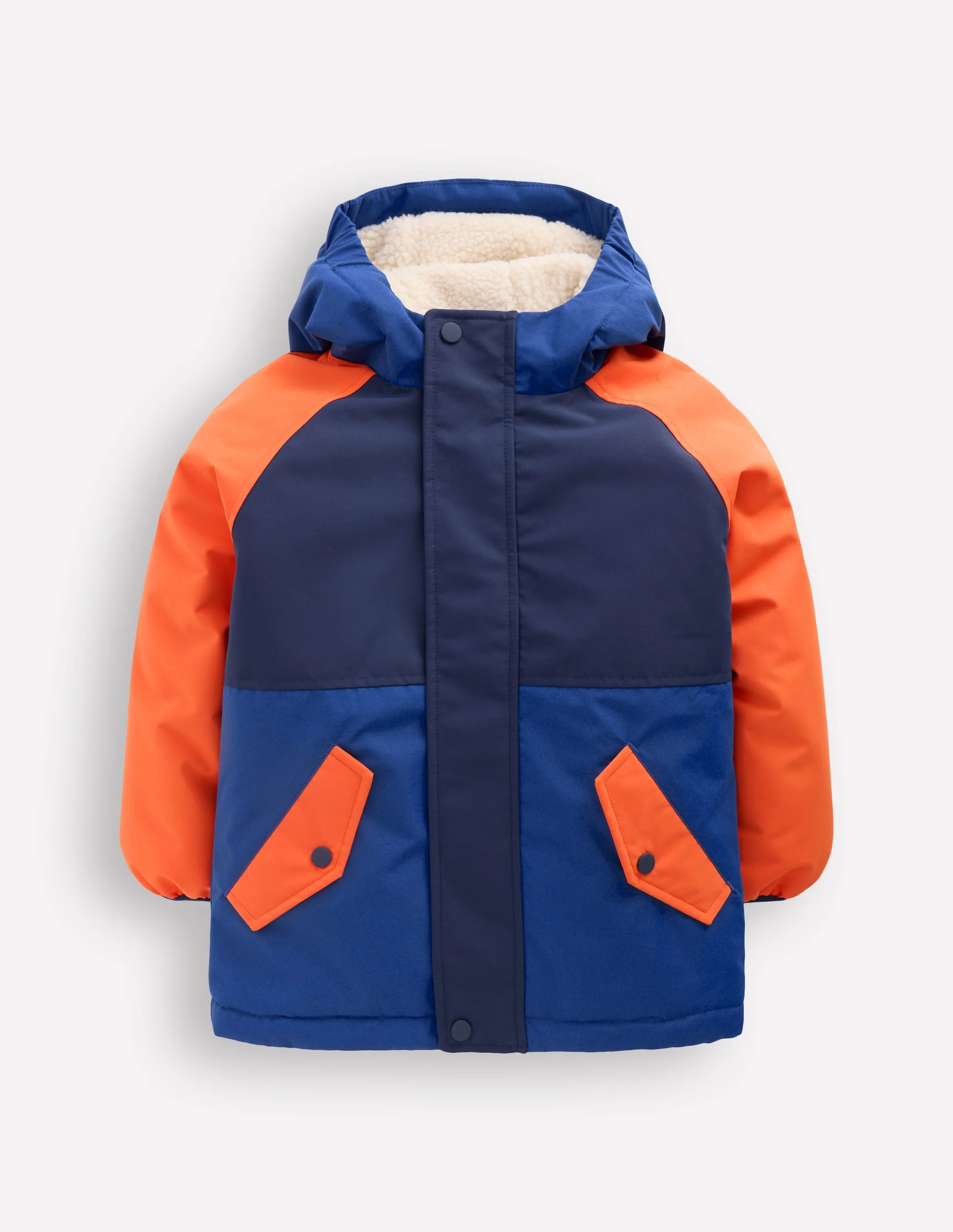 Boys Borg Lined Anorak-Orange Colour Block - Image 4
