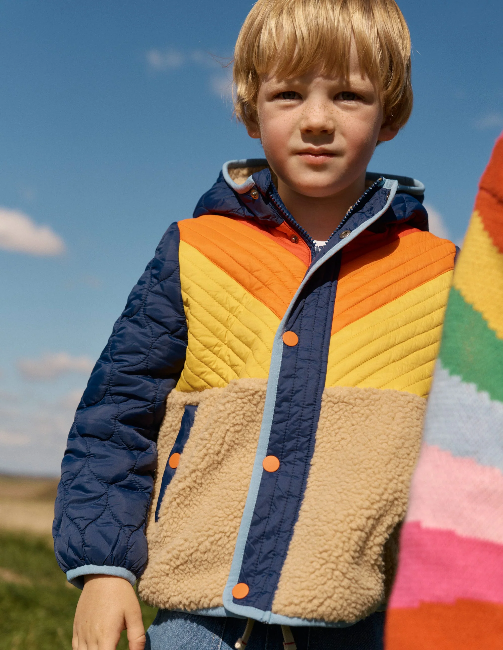 Chevron Borg Jacket-Orange Multi - Image 11