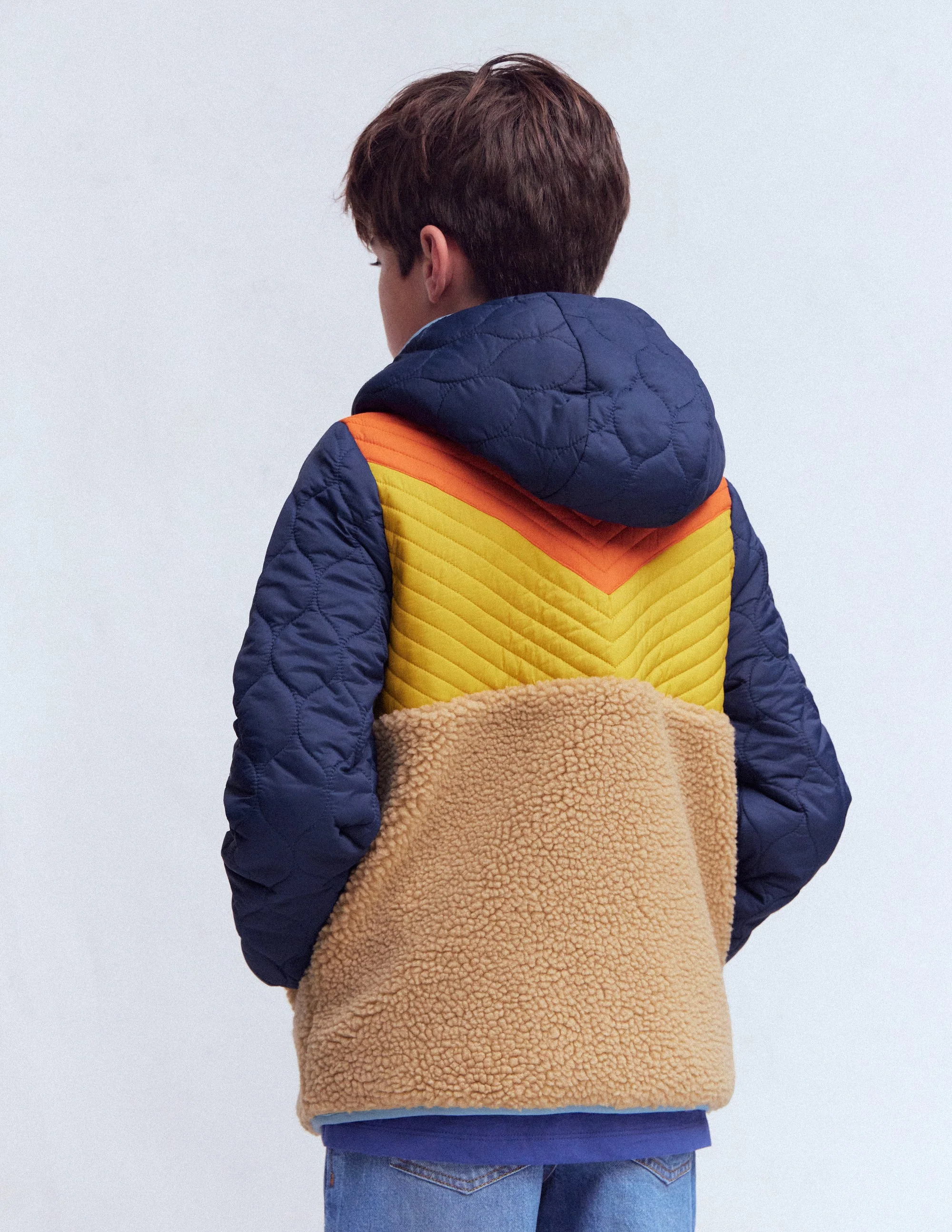 Chevron Borg Jacket-Orange Multi - Image 3