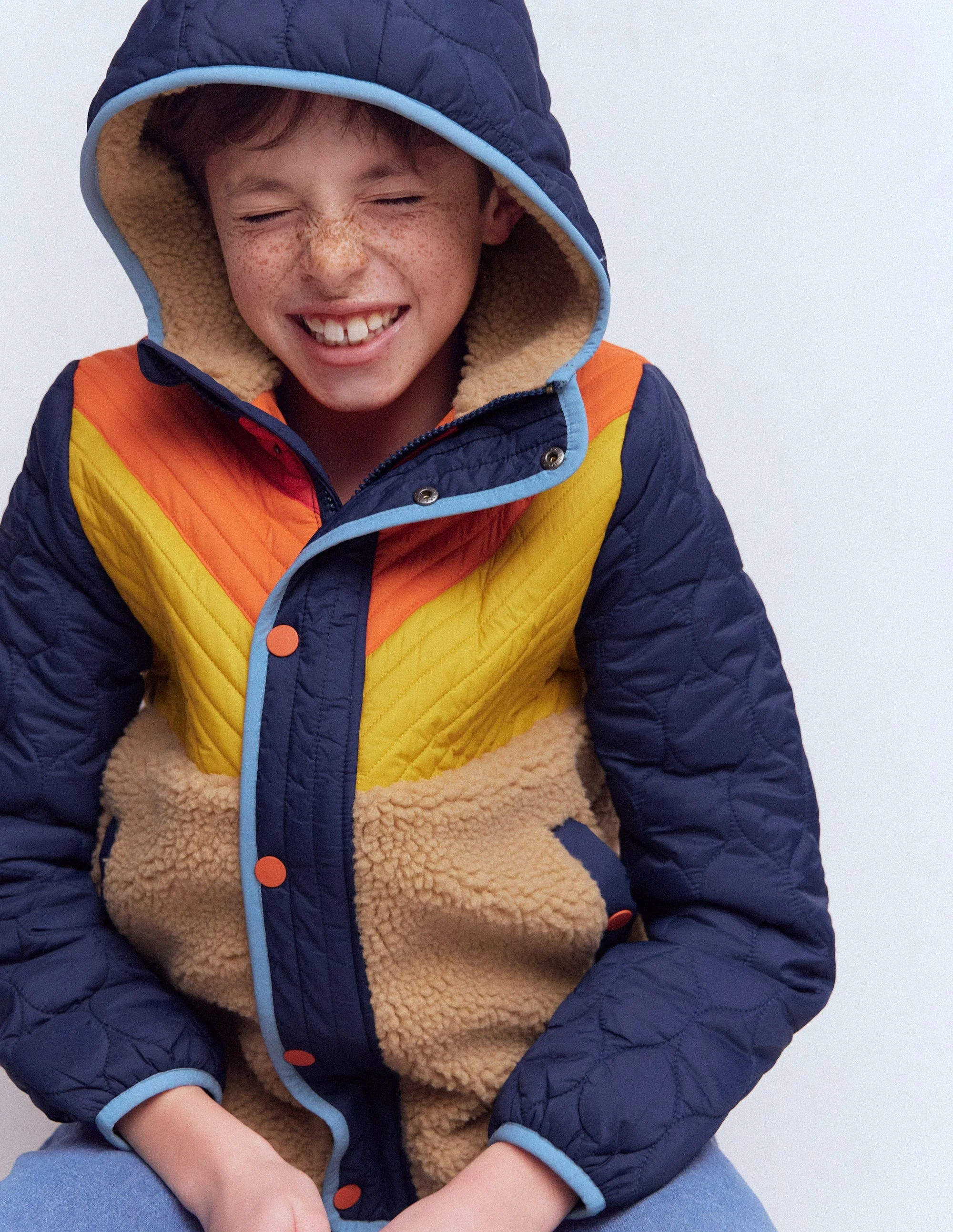 Chevron Borg Jacket-Orange Multi - Image 5