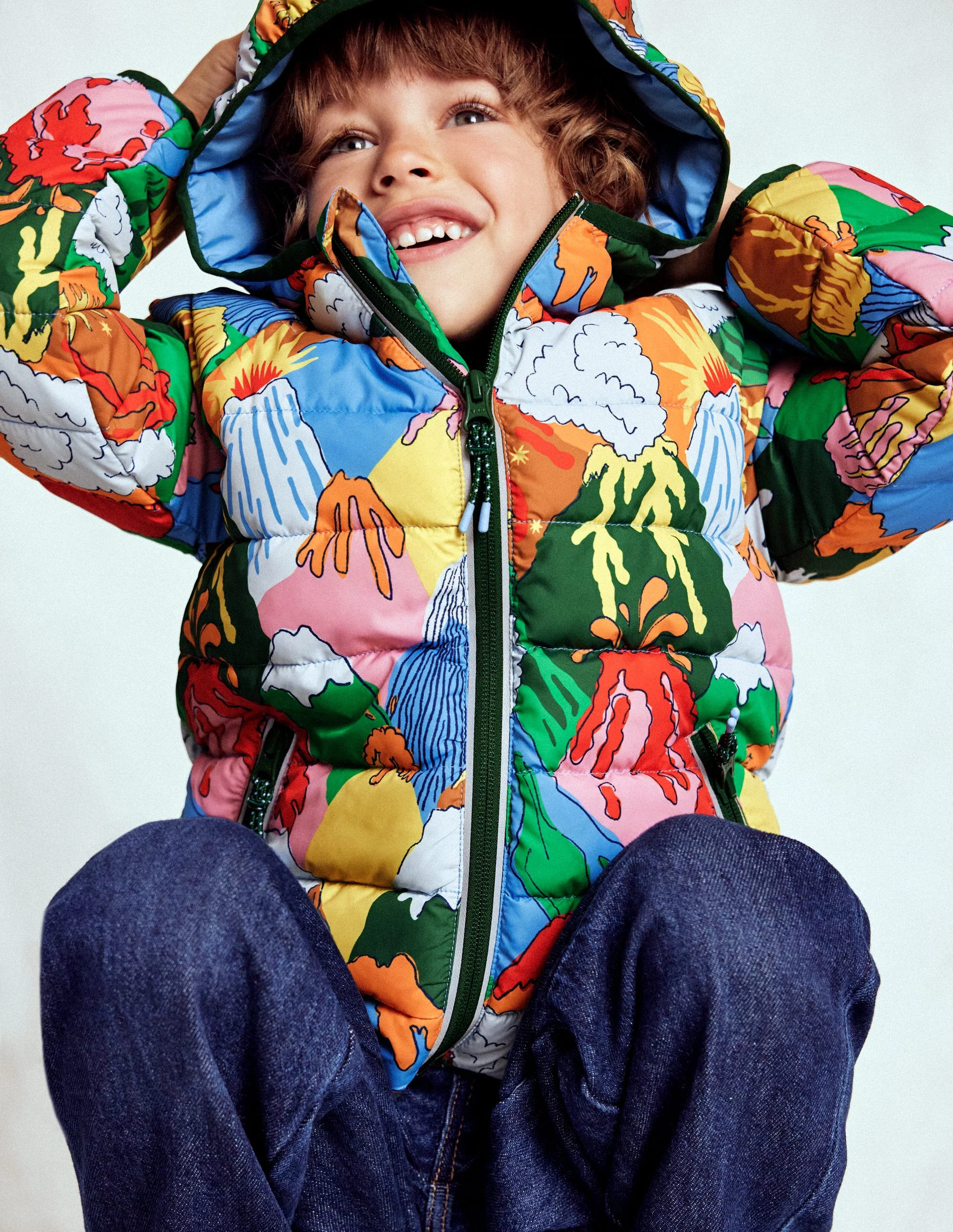 Pack-away Padded Jacket-Multi Volcanoes - Image 3