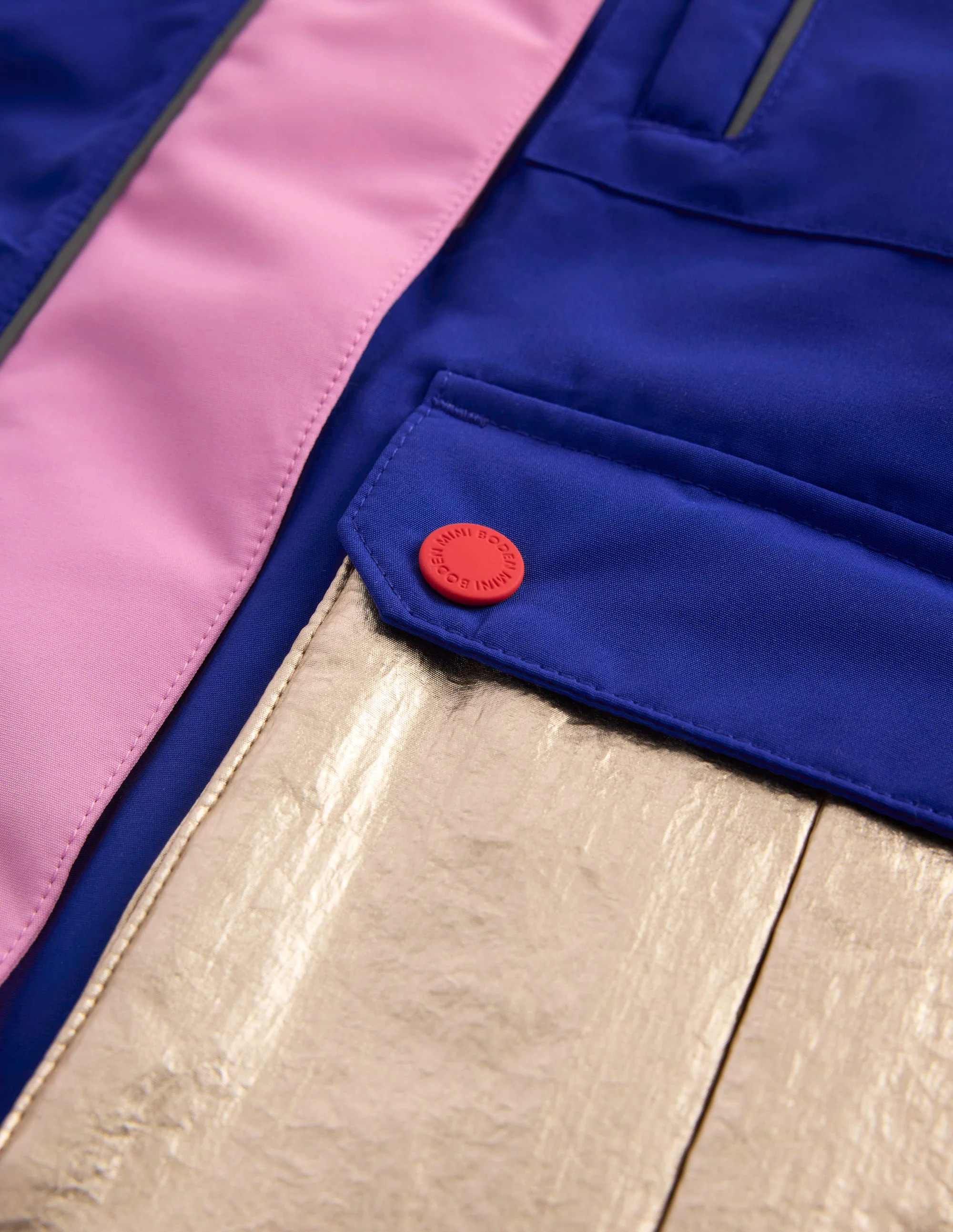 All-weather Waterproof Coat-Pink Metallic Colourblock - Image 3