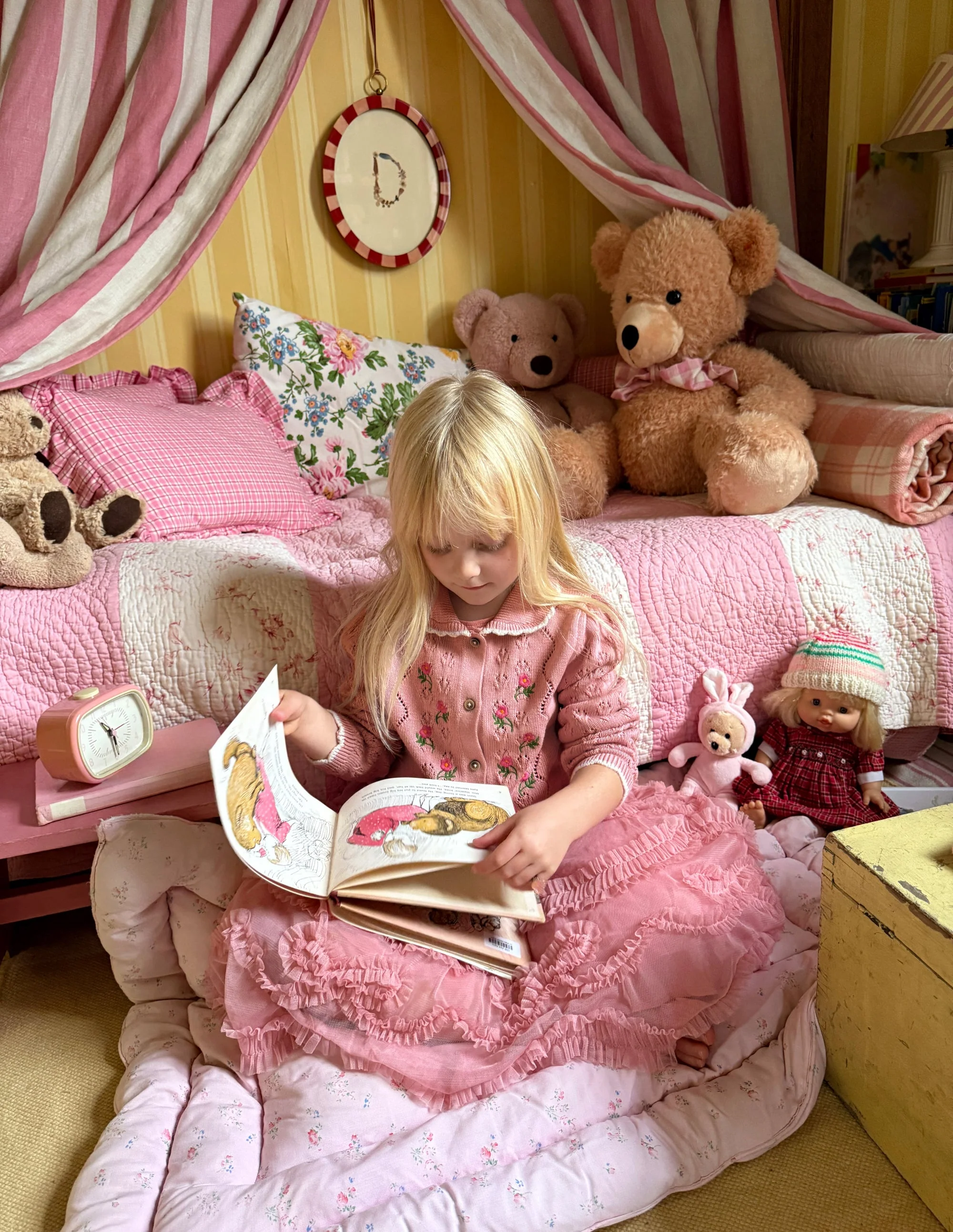 Collared Pointelle Cardigan-Vintage Pink - Image 4