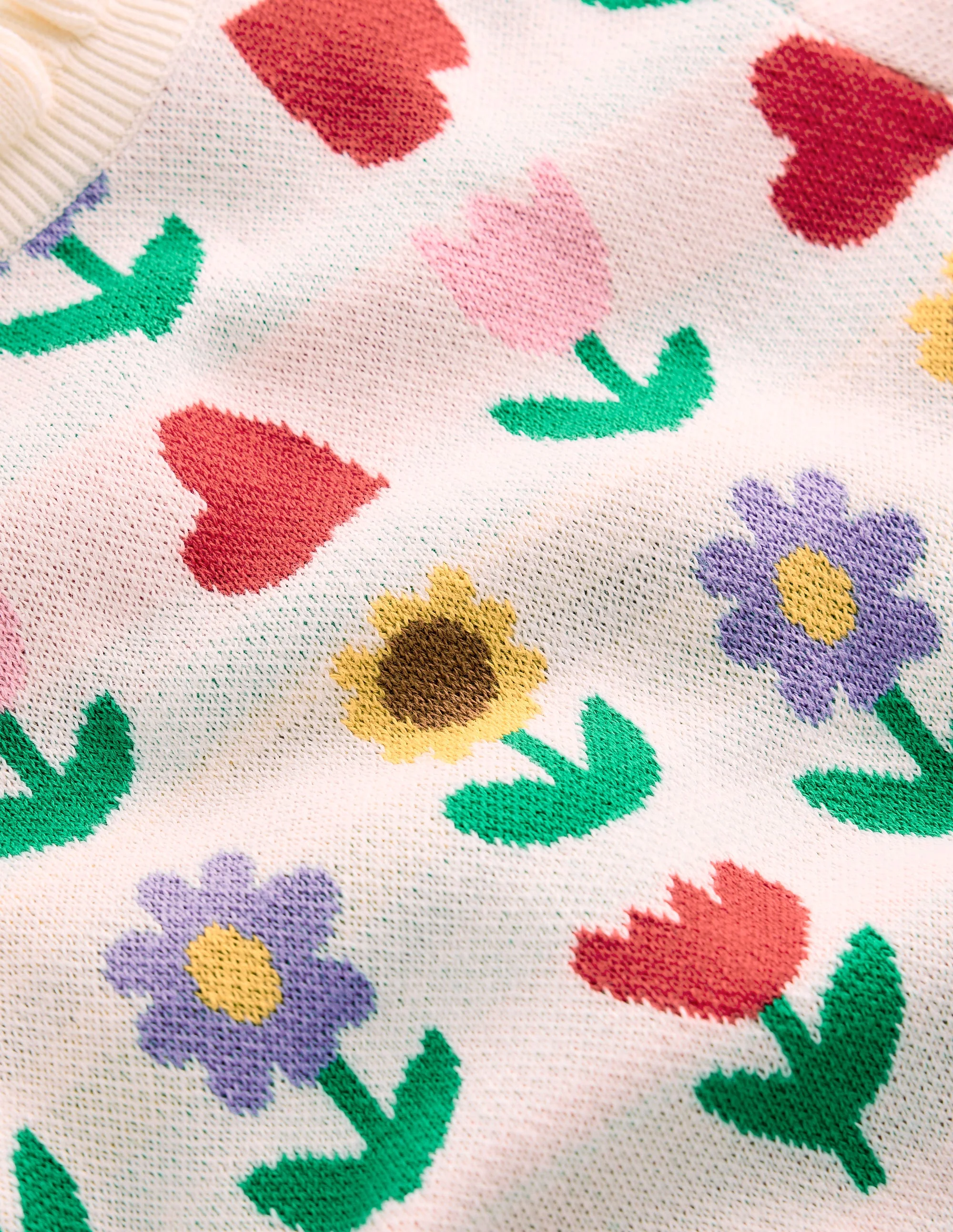 Frill Knitted Top-Ecru Marl Sunflower Garden - Image 6