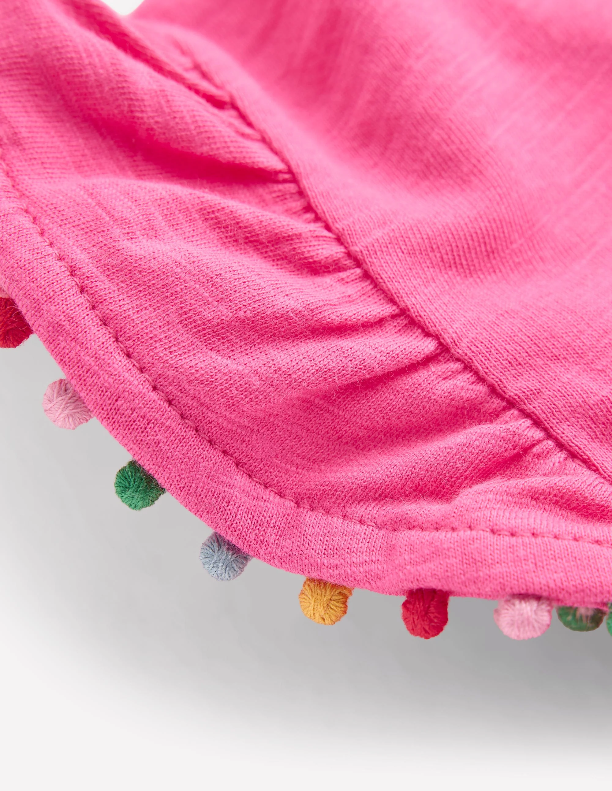 Frill Sleeve Pom Top-Flamingo Pink - Image 3