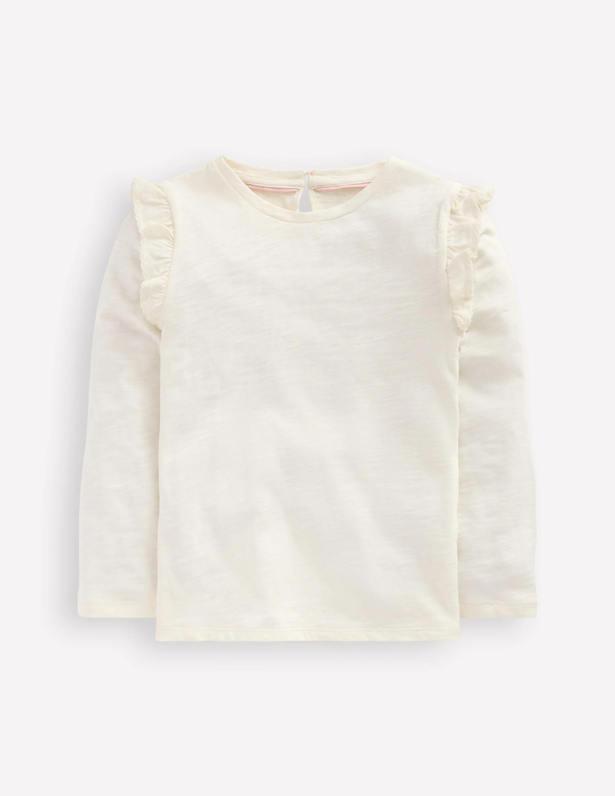 Frill Sleeve Slub Top-Soft Ivory - Image 4