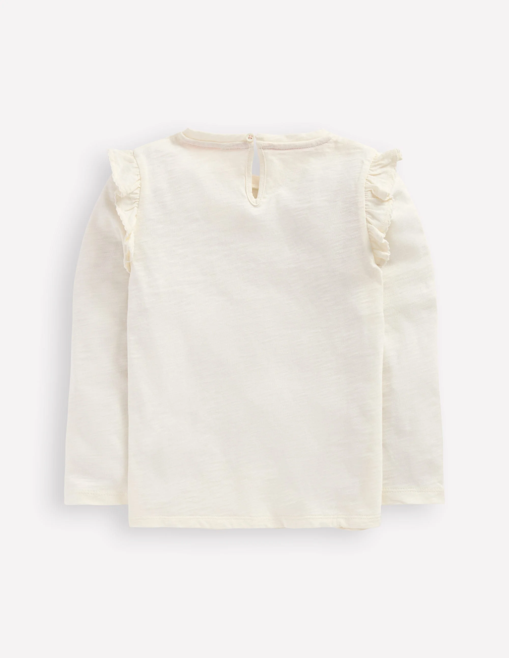 Frill Sleeve Slub Top-Soft Ivory - Image 5