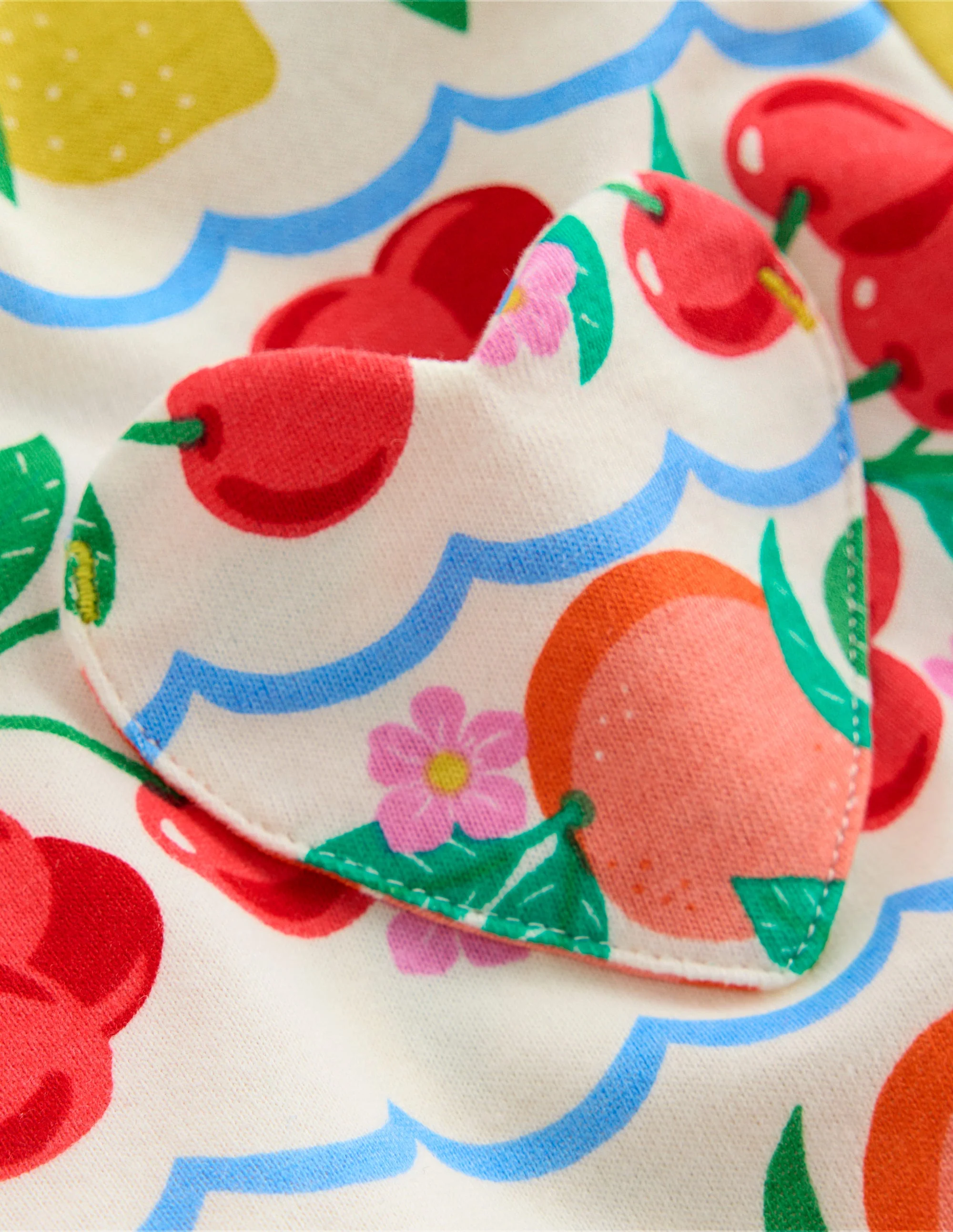 Heart Pocket Fun Jersey Dress-Rainbow Fruit Stripe - Image 3