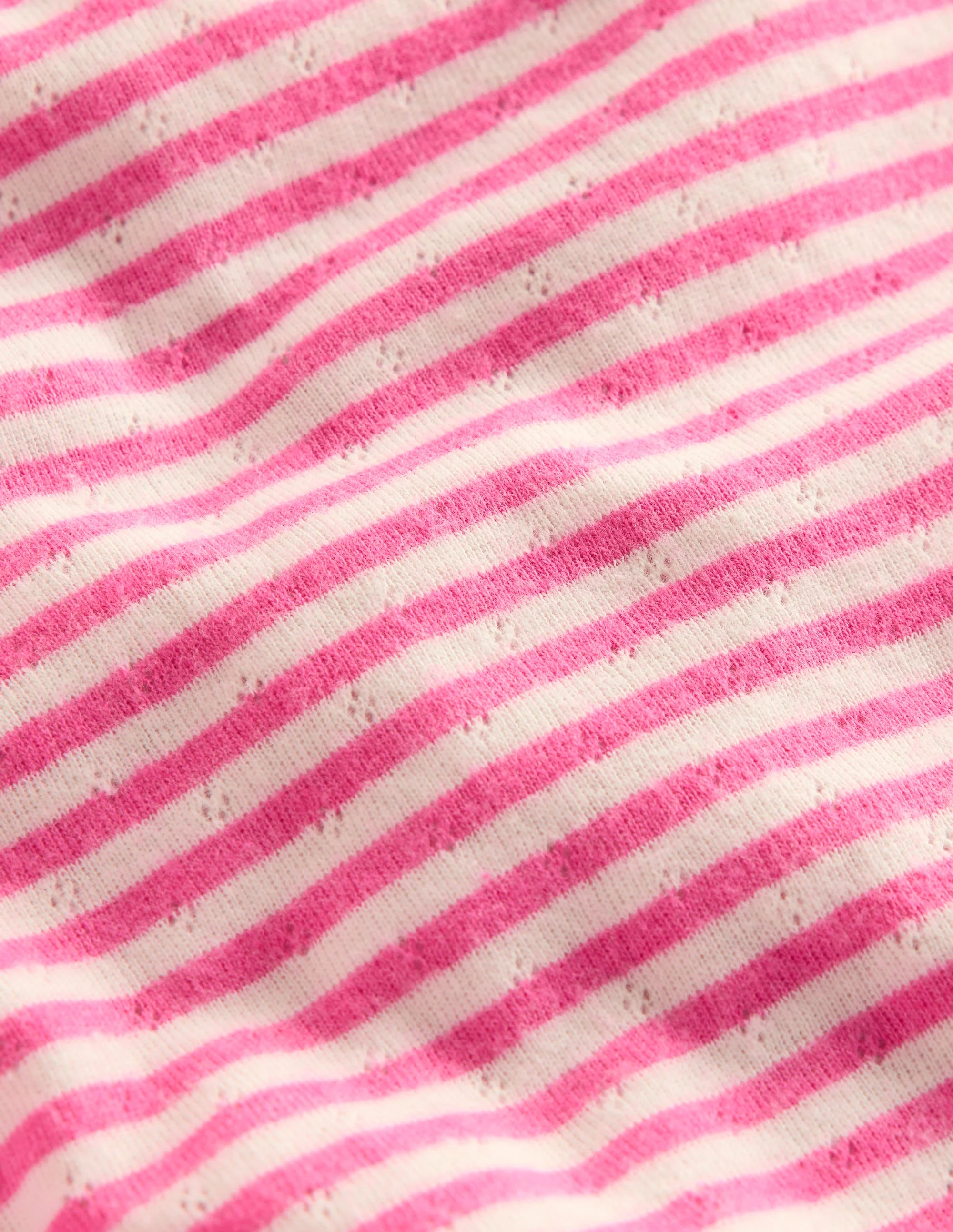 Long Sleeve Pointelle Top-Sorbet Pink Stripe - Image 3