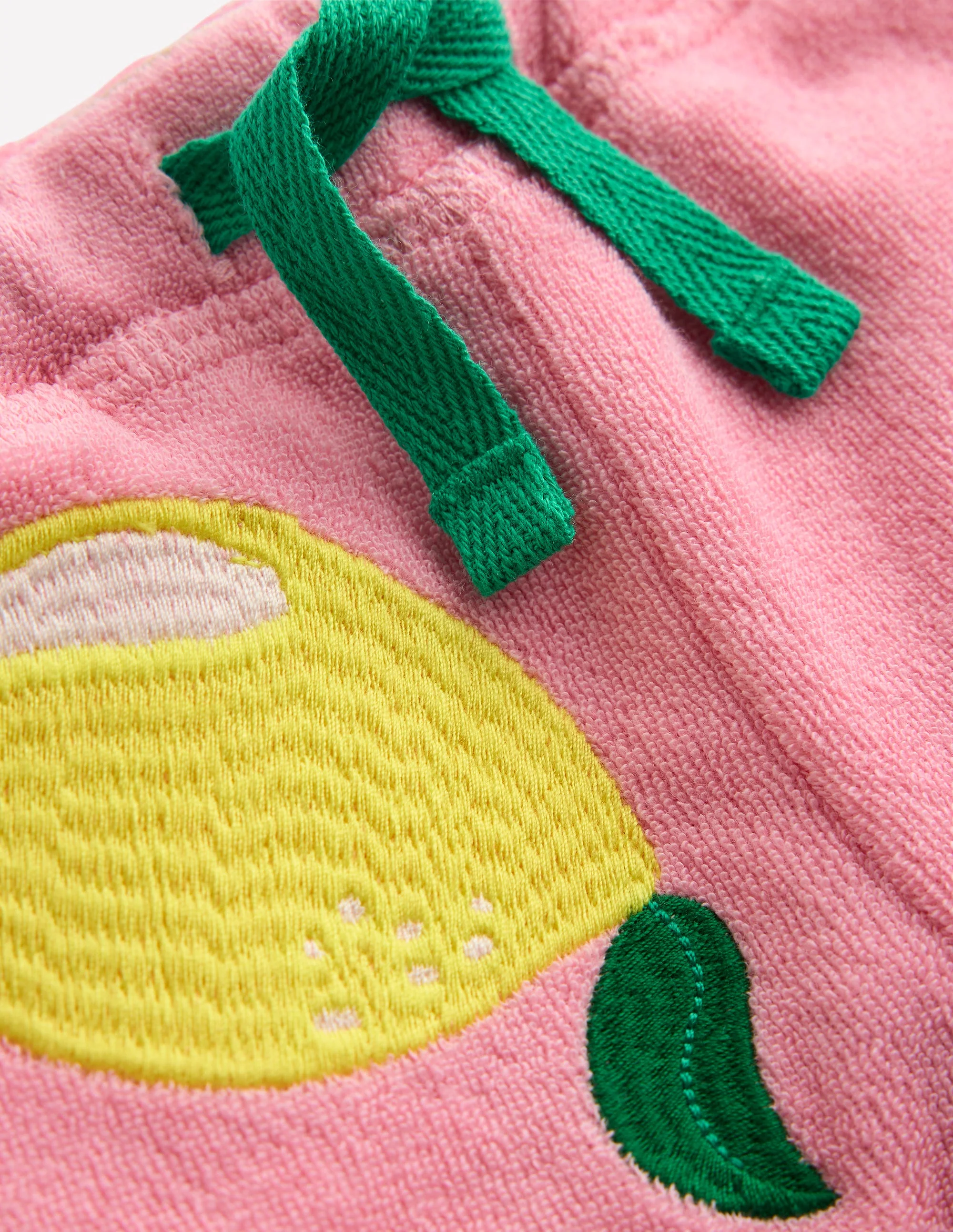 Printed Towelling Short-Chalk Pink Applique Fruit - Image 3