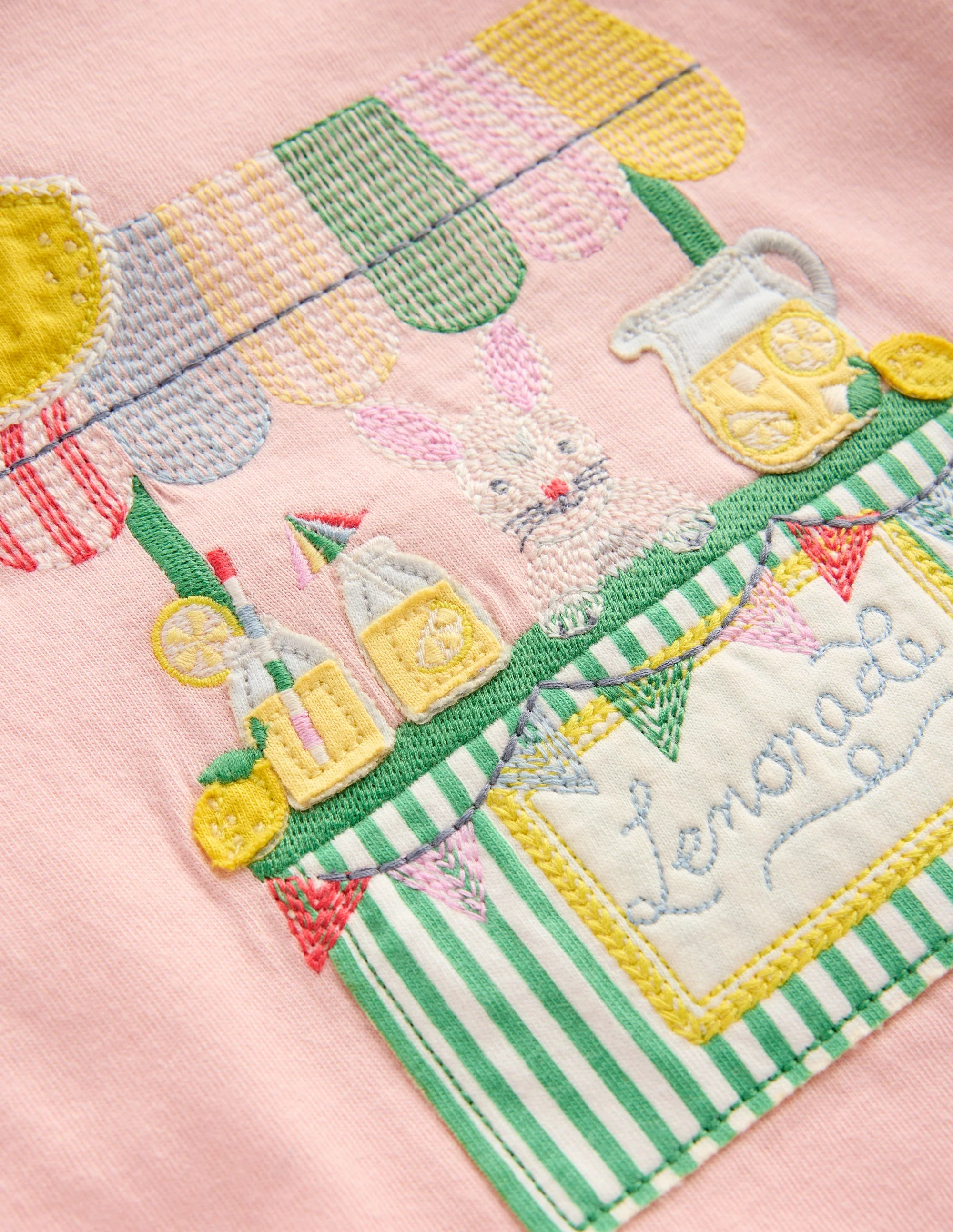 Puff Sleeve Applique Top-Chalk Pink Lemonade Bunny - Image 3