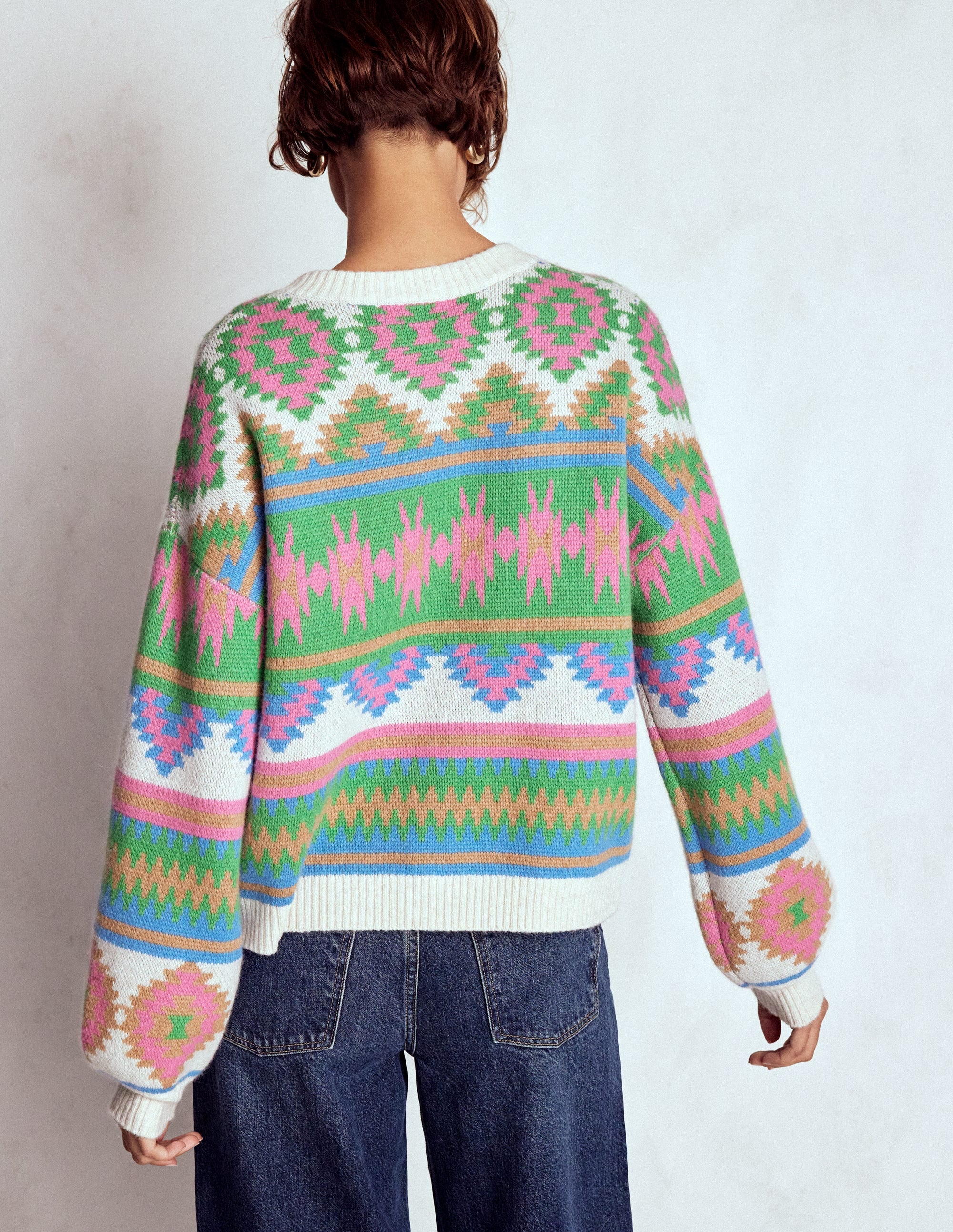 Abi Jacquard Cardigan-Multi Aztec - Image 3