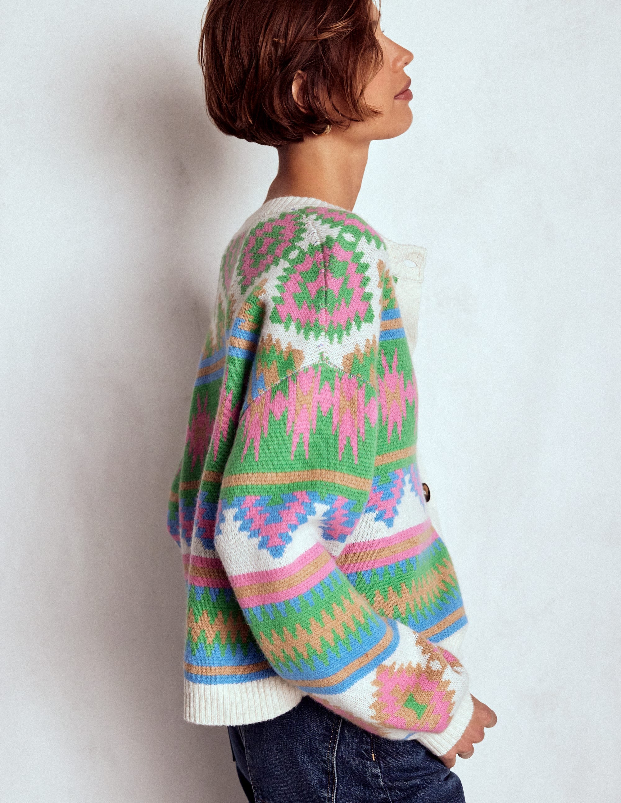 Abi Jacquard Cardigan-Multi Aztec - Image 5