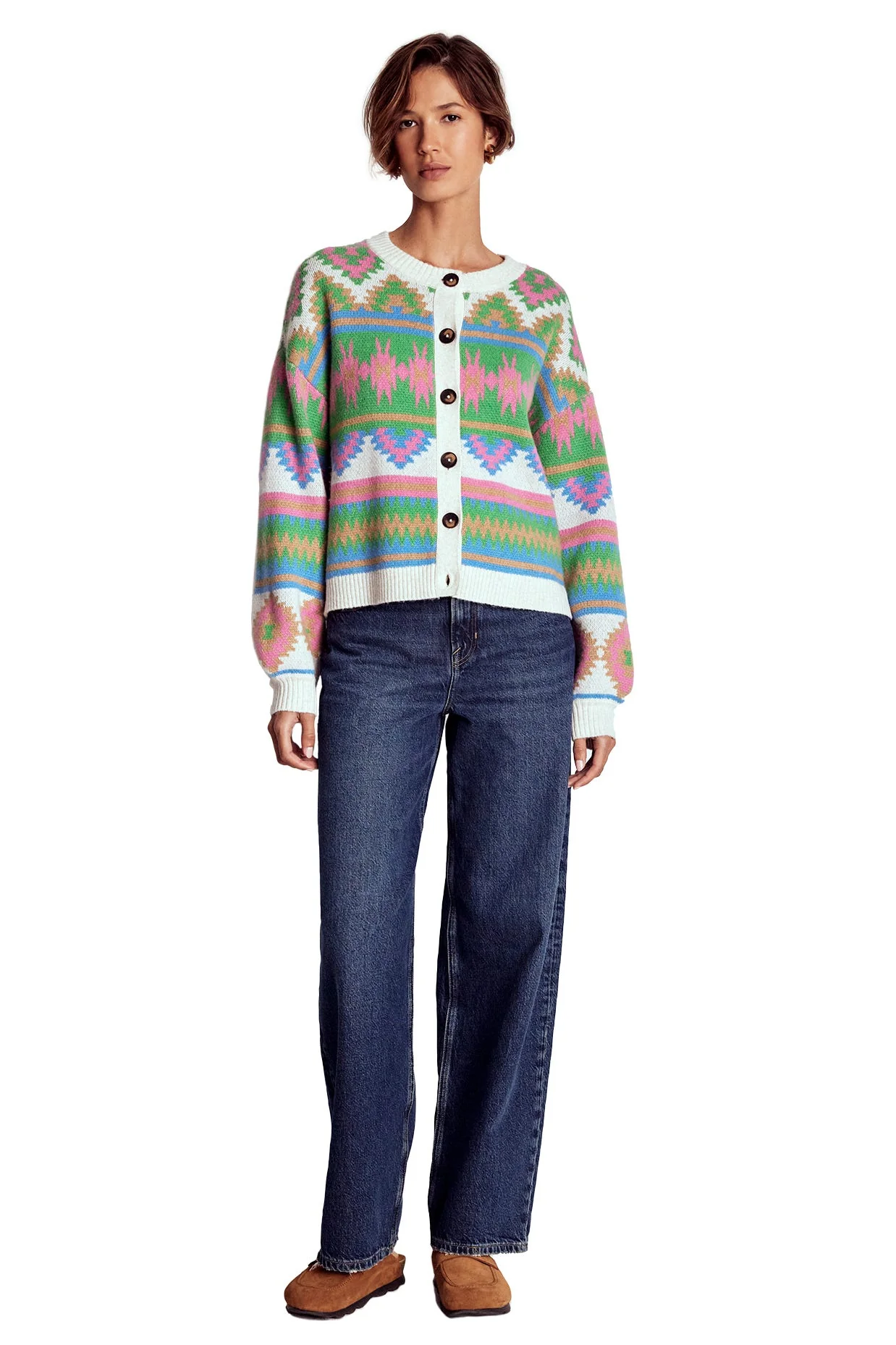 Abi Jacquard Cardigan-Multi Aztec - Image 6