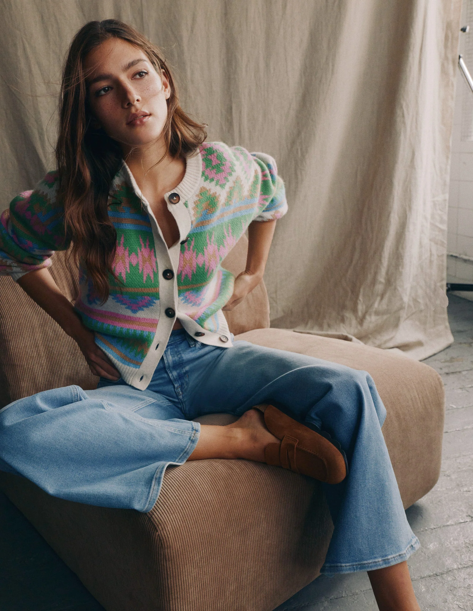 Abi Jacquard Cardigan-Multi Aztec - Image 8