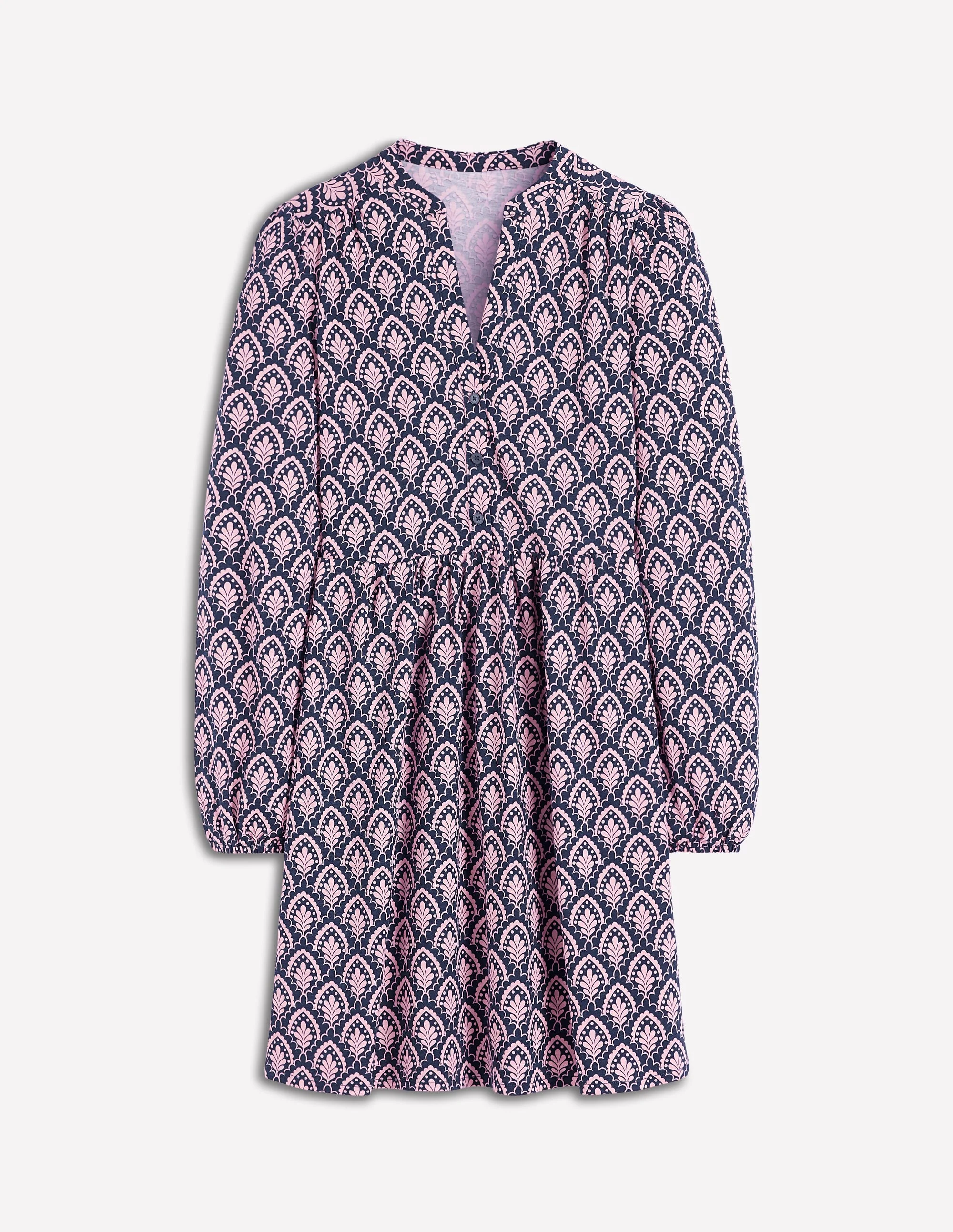 Amy Short Jersey Dress-Navy, Petal Terrace - Image 6