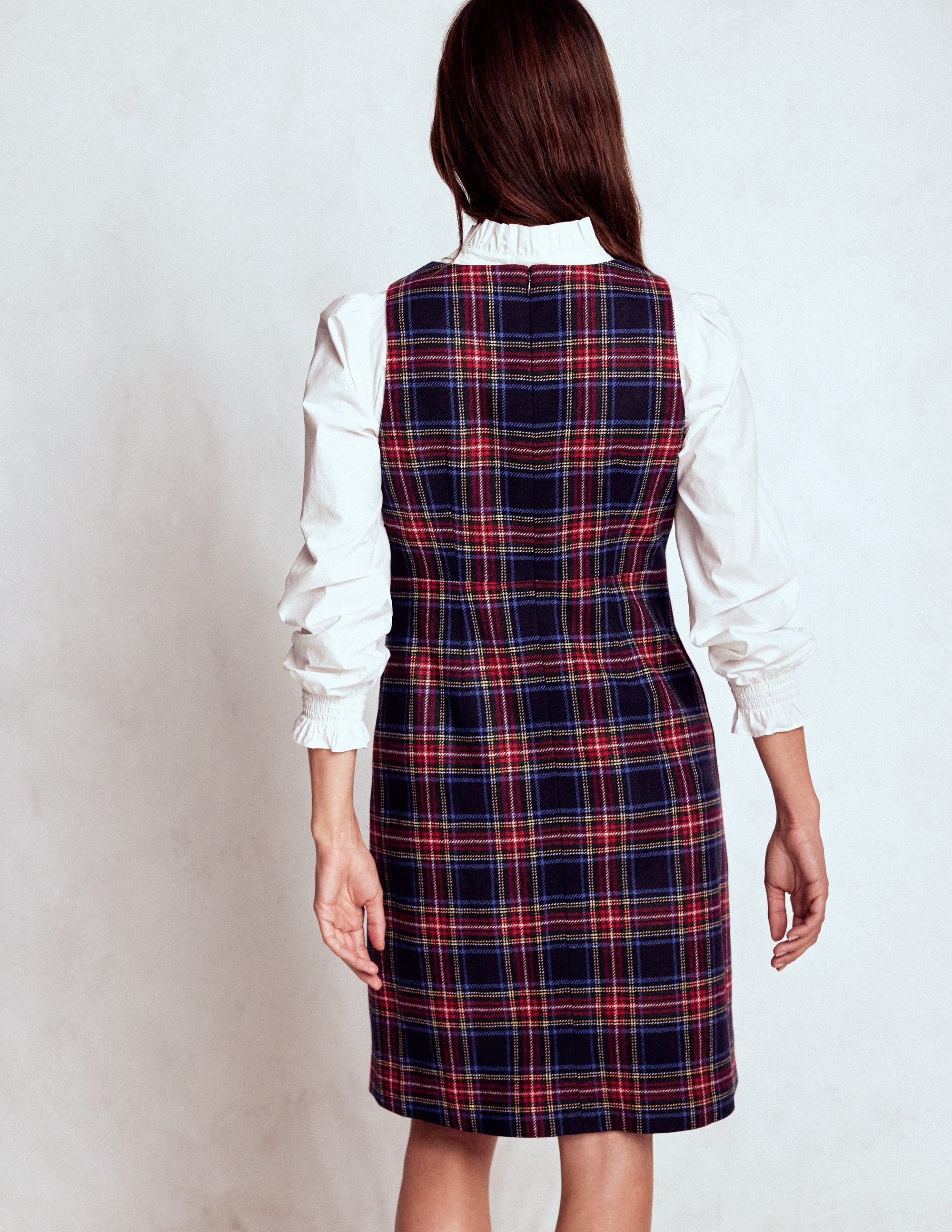 Annie Check Shift Dress-Navy, Green and Red Check - Image 4