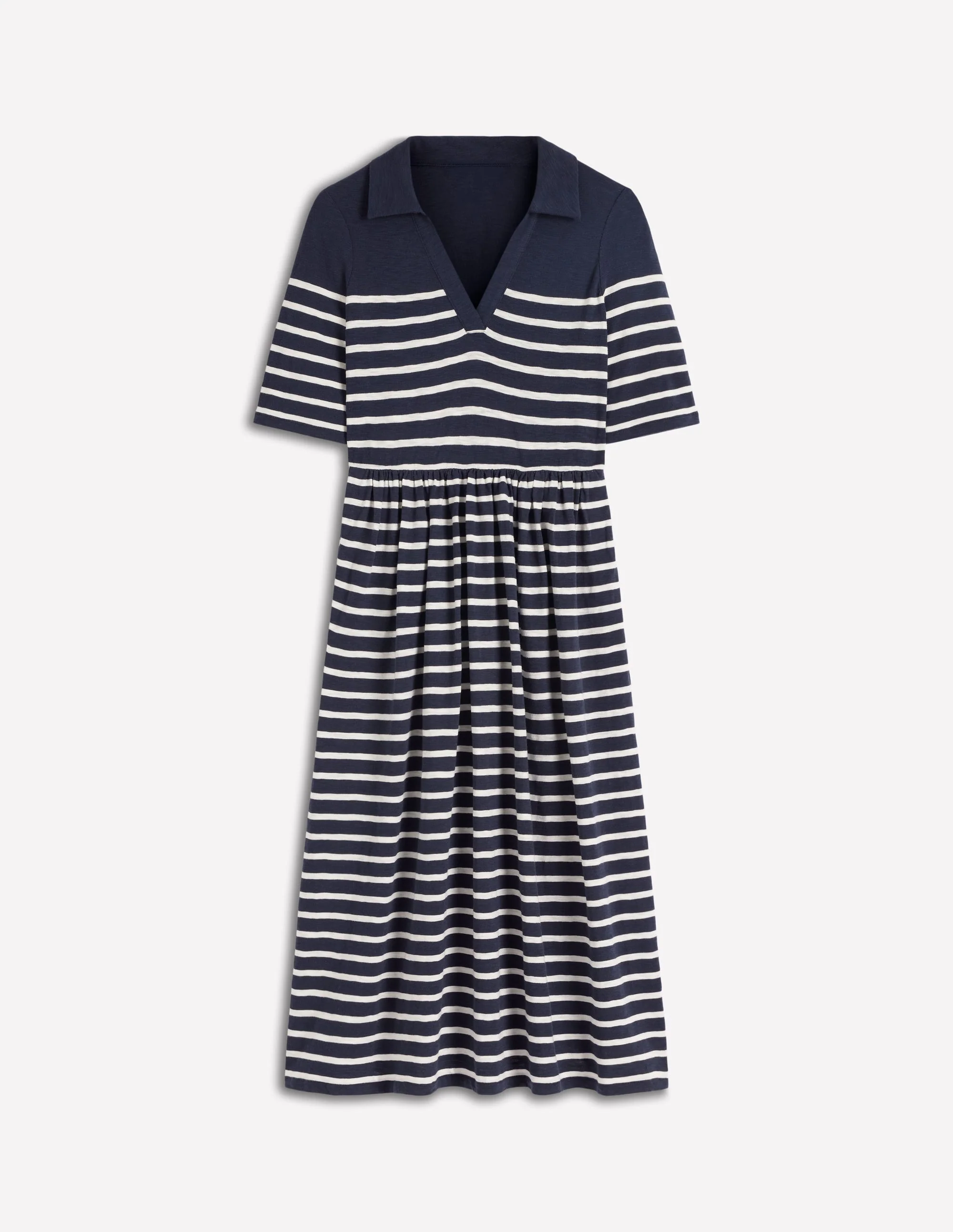 Aria Collared Jersey Dress-Navy, Ivory Stripe - Image 5