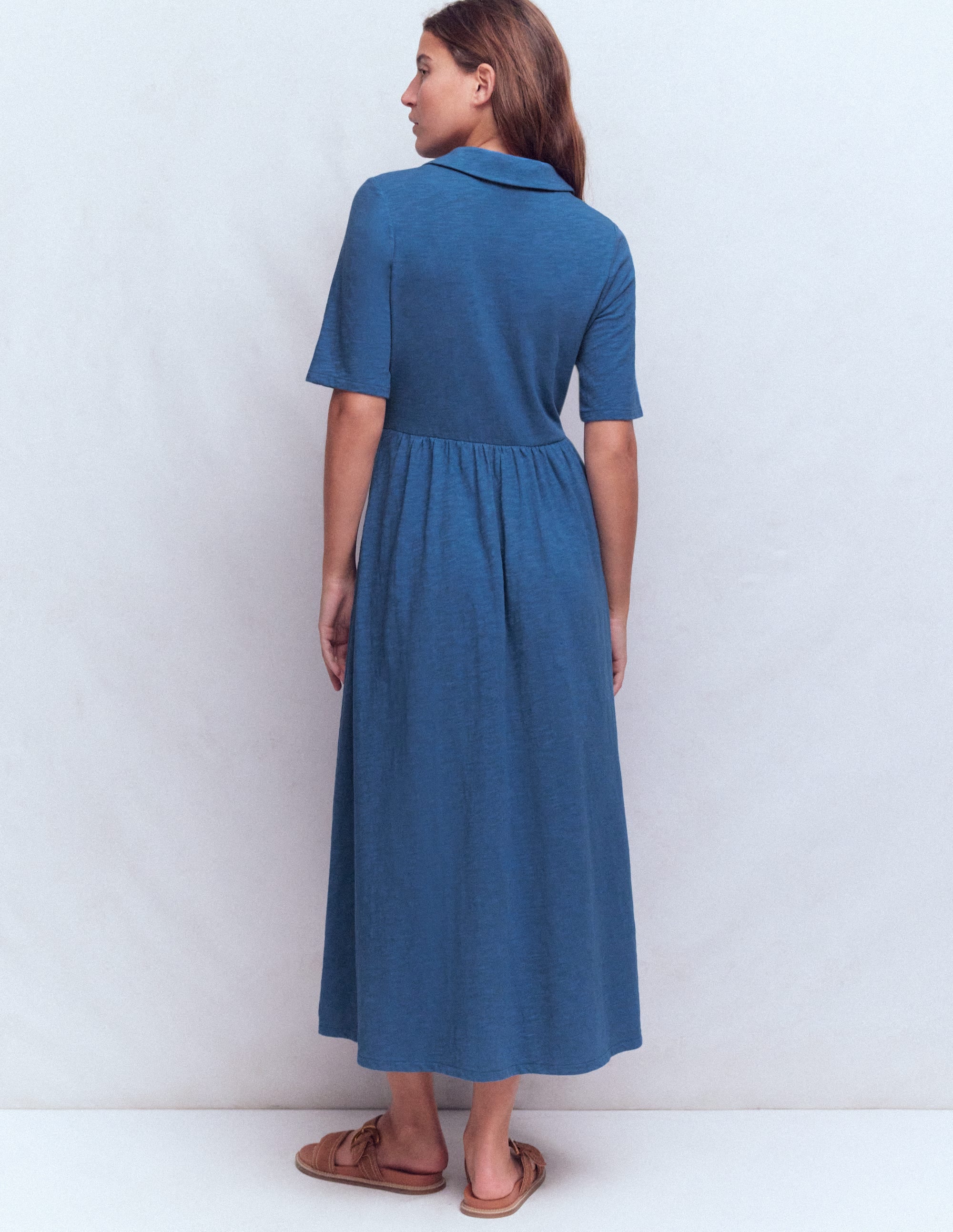 Aria Collared Jersey Dress-Tourmaline Blue - Image 3