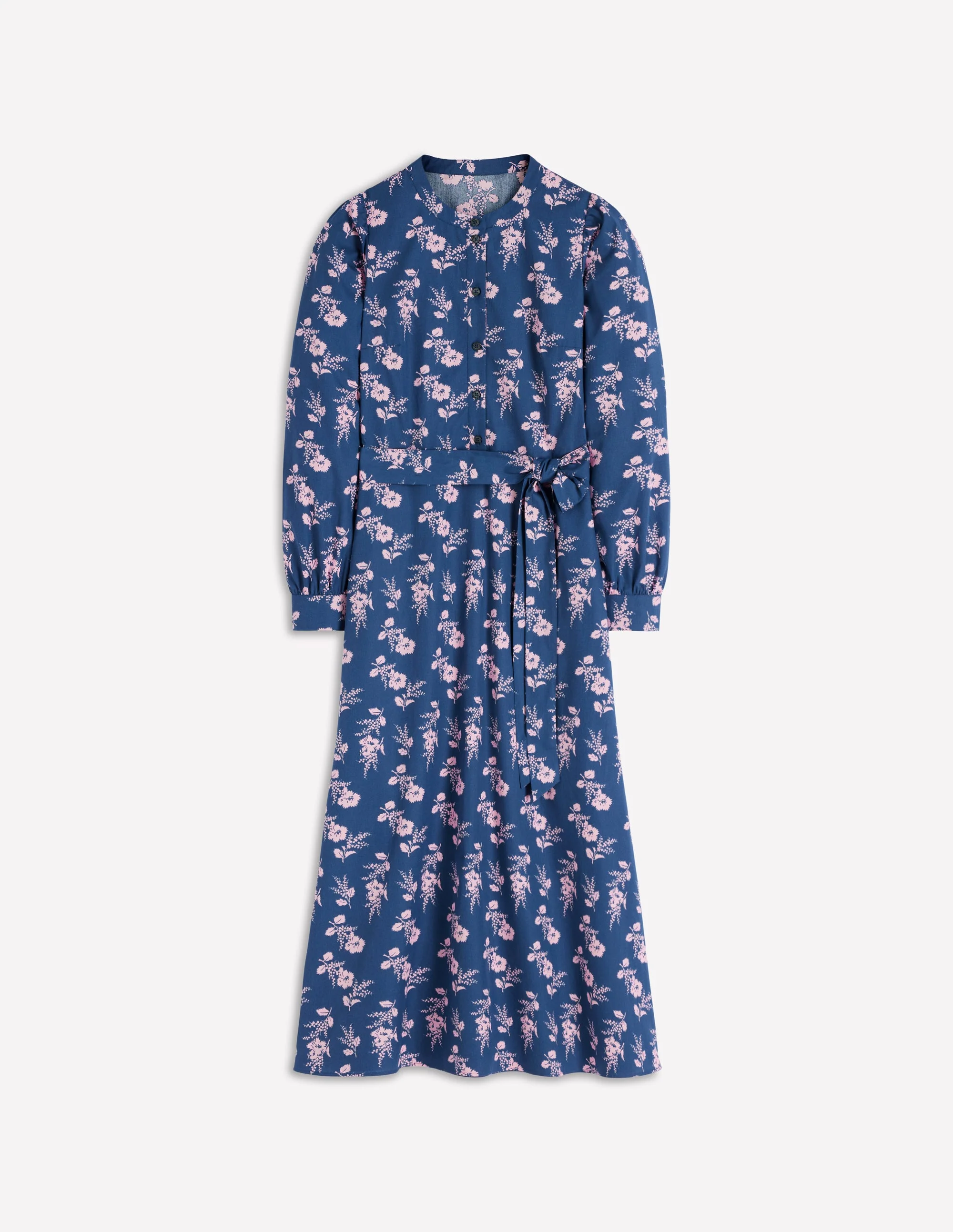Ava Cotton Midi Dress-Denim Blue, Blossomy Sprig - Image 7