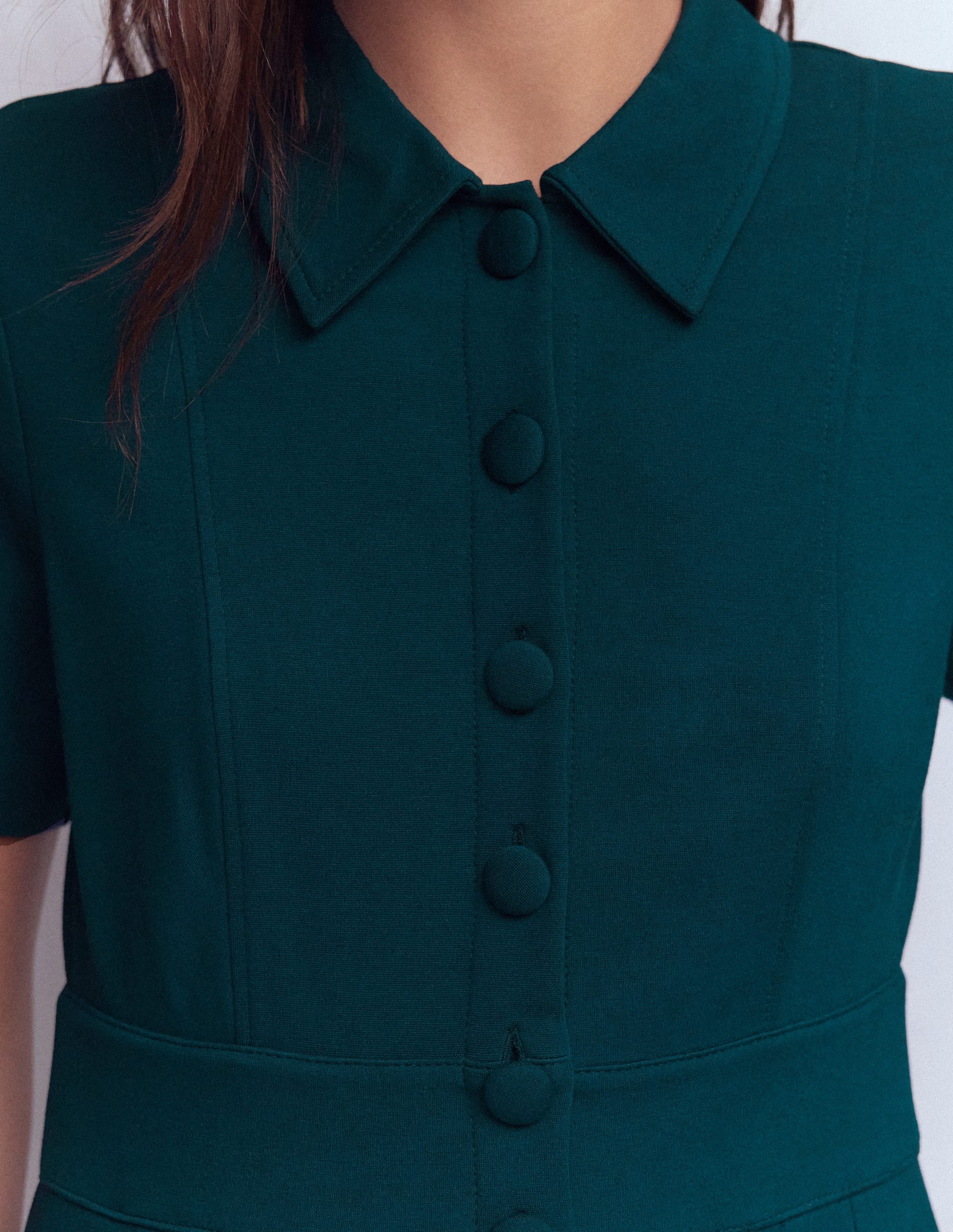 Bridget Ponte Short Dress-Midnight Teal - Image 3