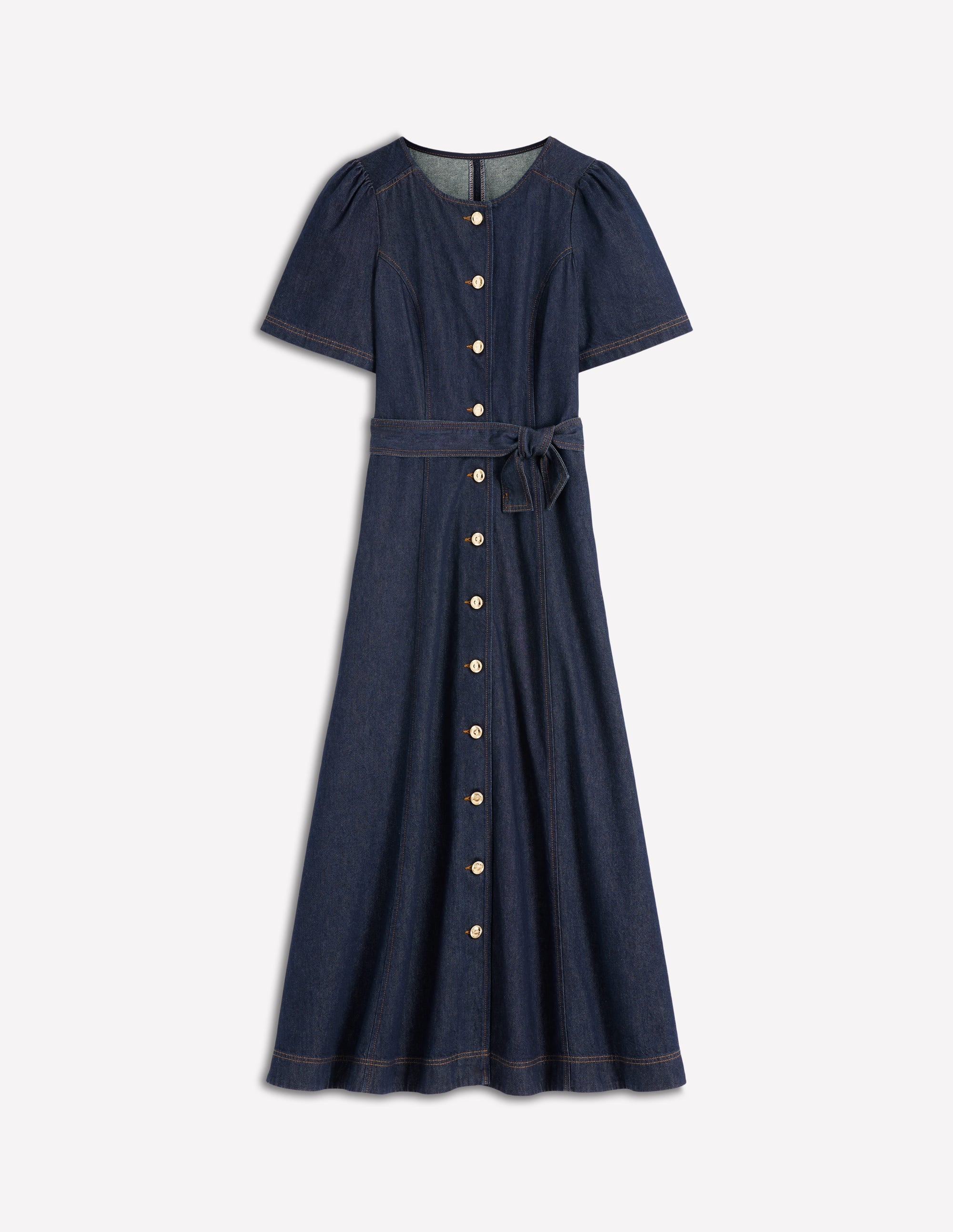 Button Detail Denim Dress-Indigo - Image 7