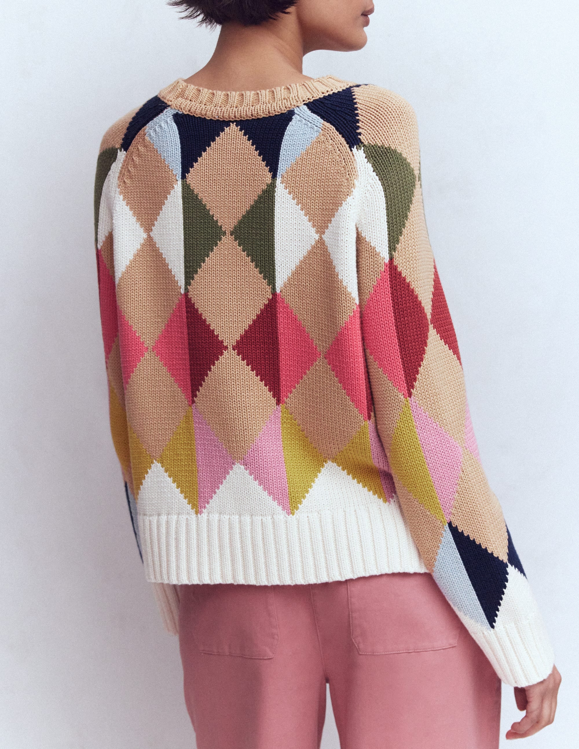 Camilla Cotton Argyle Jumper-Multi Argyle - Image 3