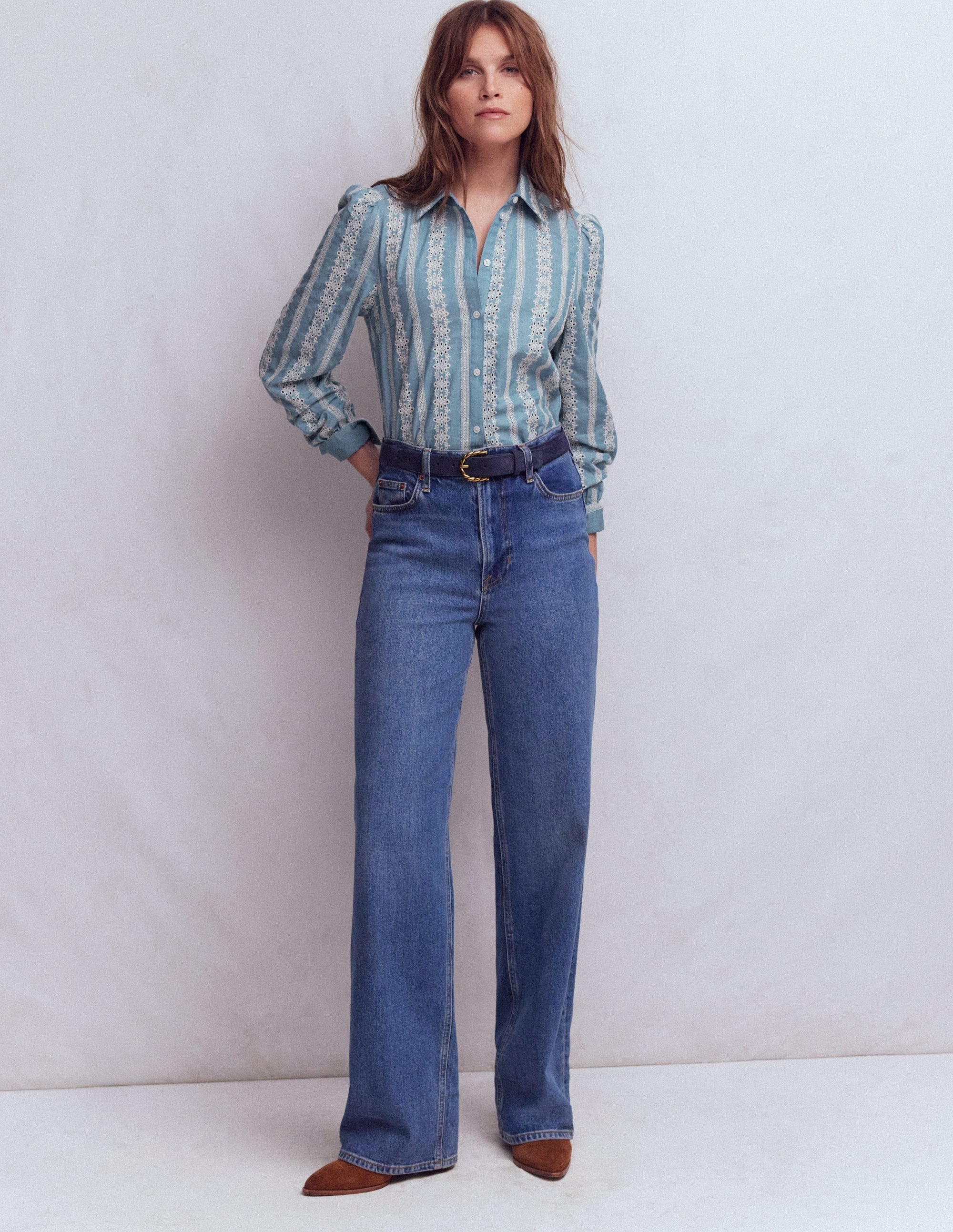 Cara Denim Shirt-Blue Broderie - Image 4