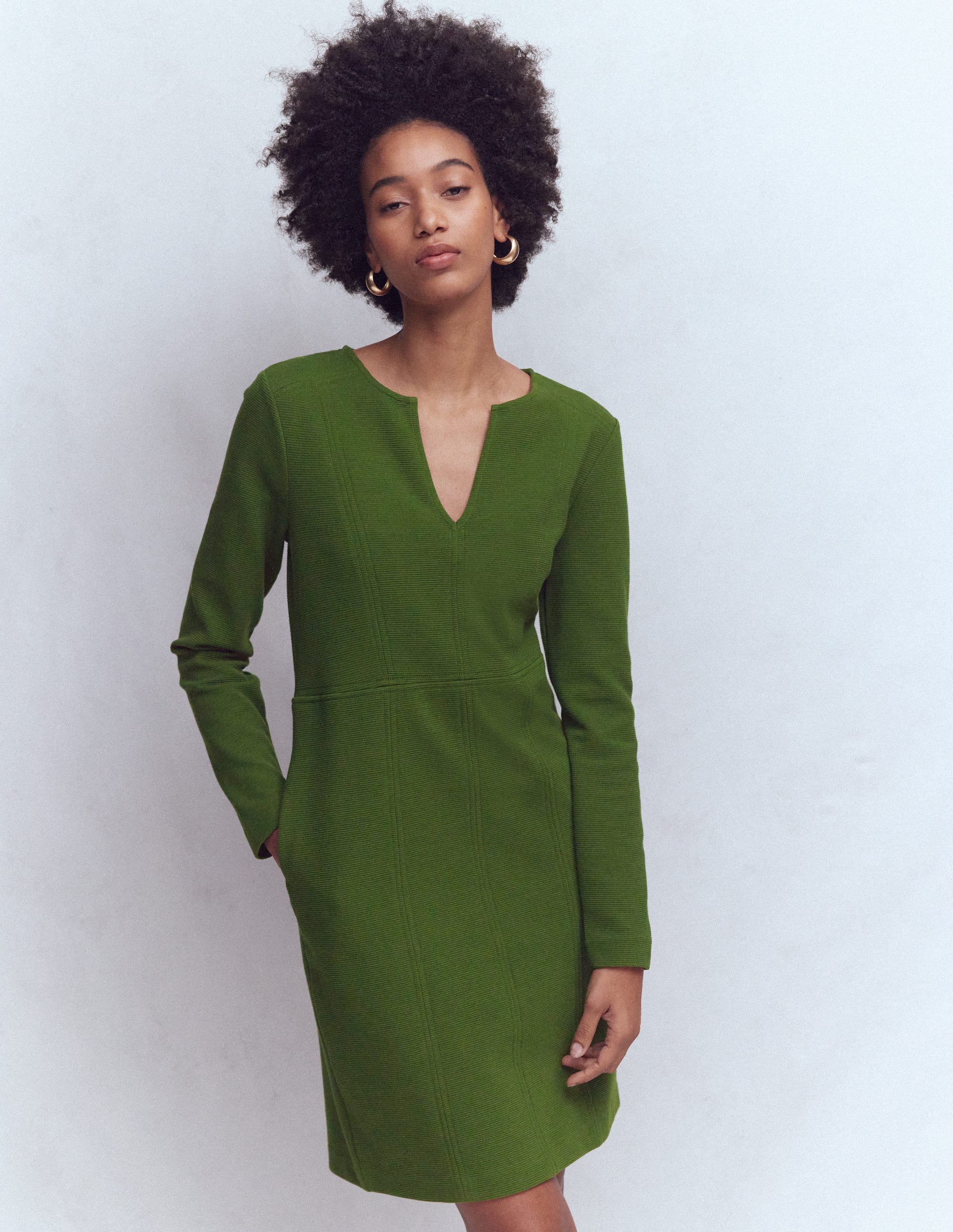 Colette Ottoman Shift Dress-Green Fir - Image 3