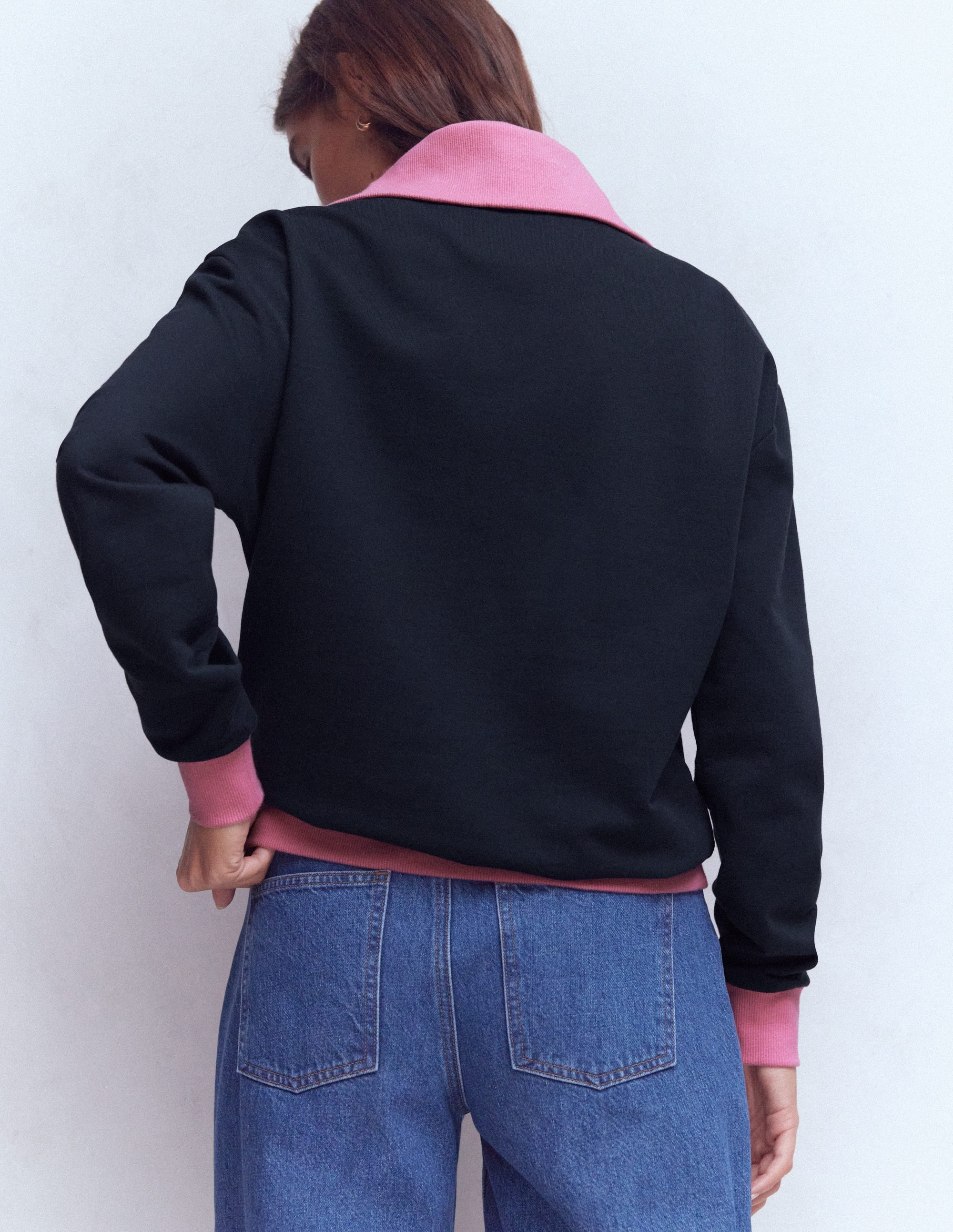 Colourblock Sweatshirt-Pink and Navy - Image 3