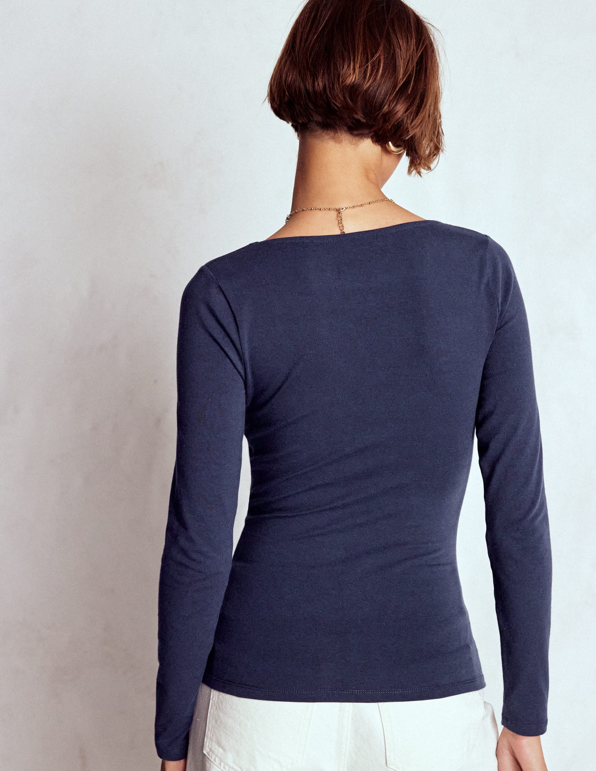Double Layer Square Neck Top-Navy - Image 3