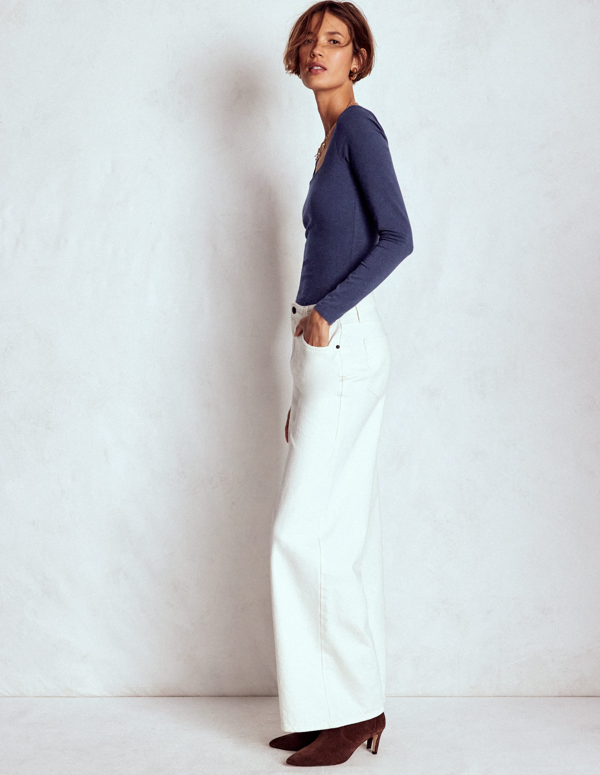 Double Layer Square Neck Top-Navy - Image 4