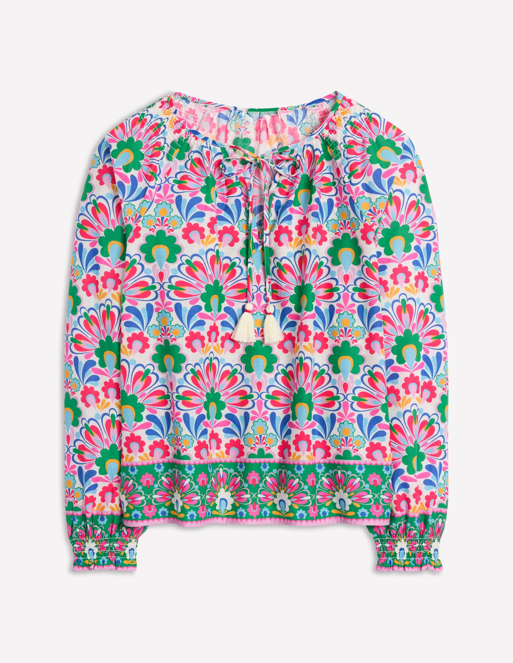 Easy Cotton Blouse-Multi, Decorative Dandelion - Image 6