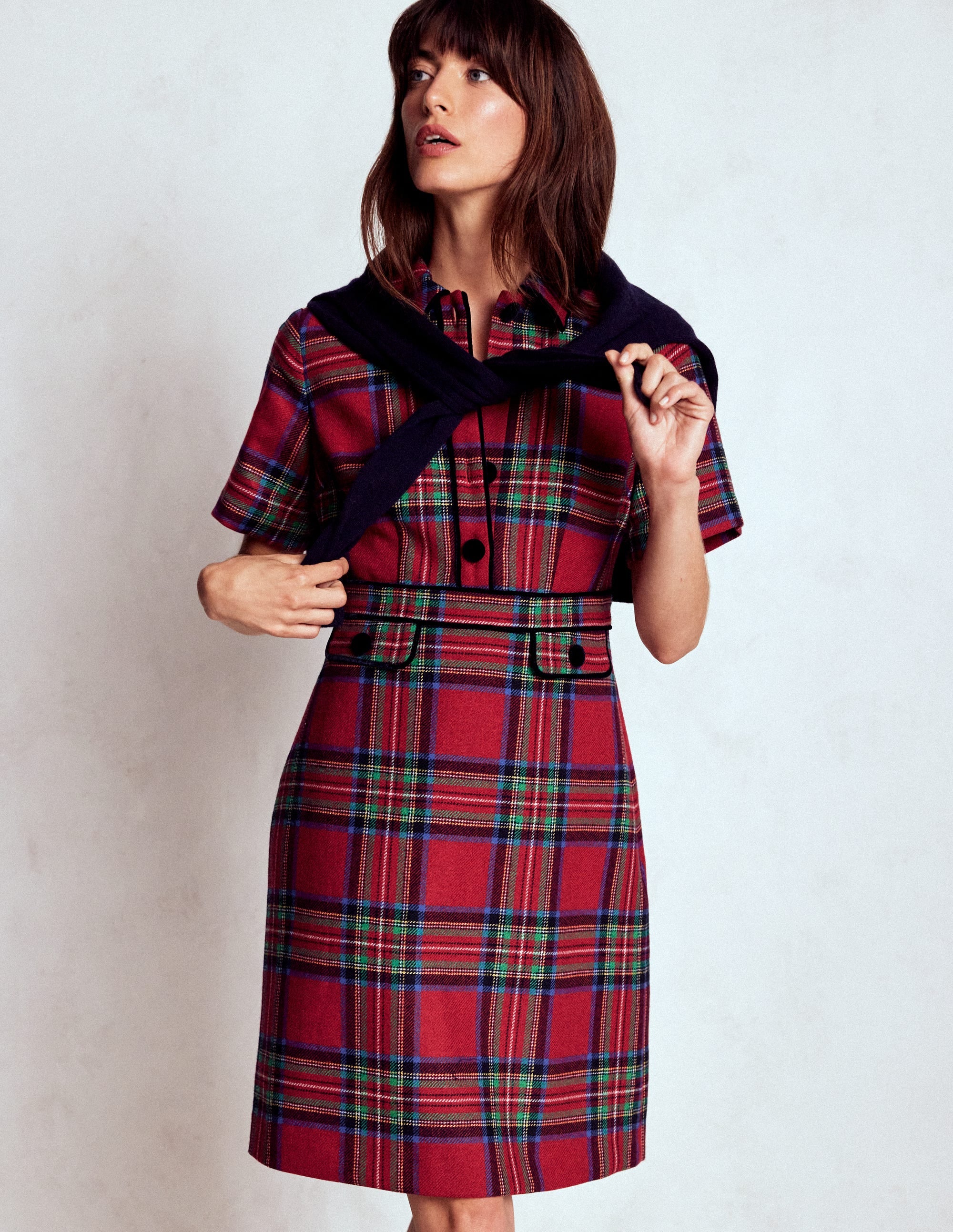 Eda Check Shift Dress-Red, Blue and Green Check - Image 4