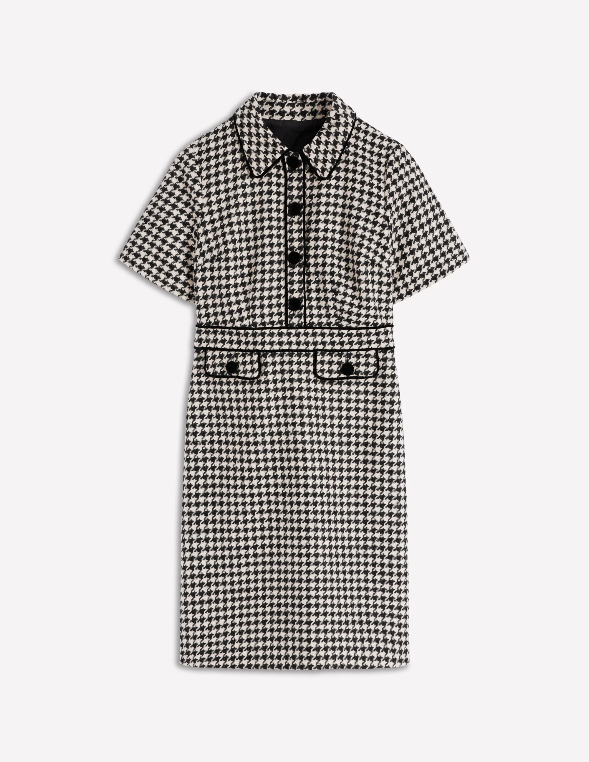 Eda Wool Shift Dress-Black Dogstooth - Image 5