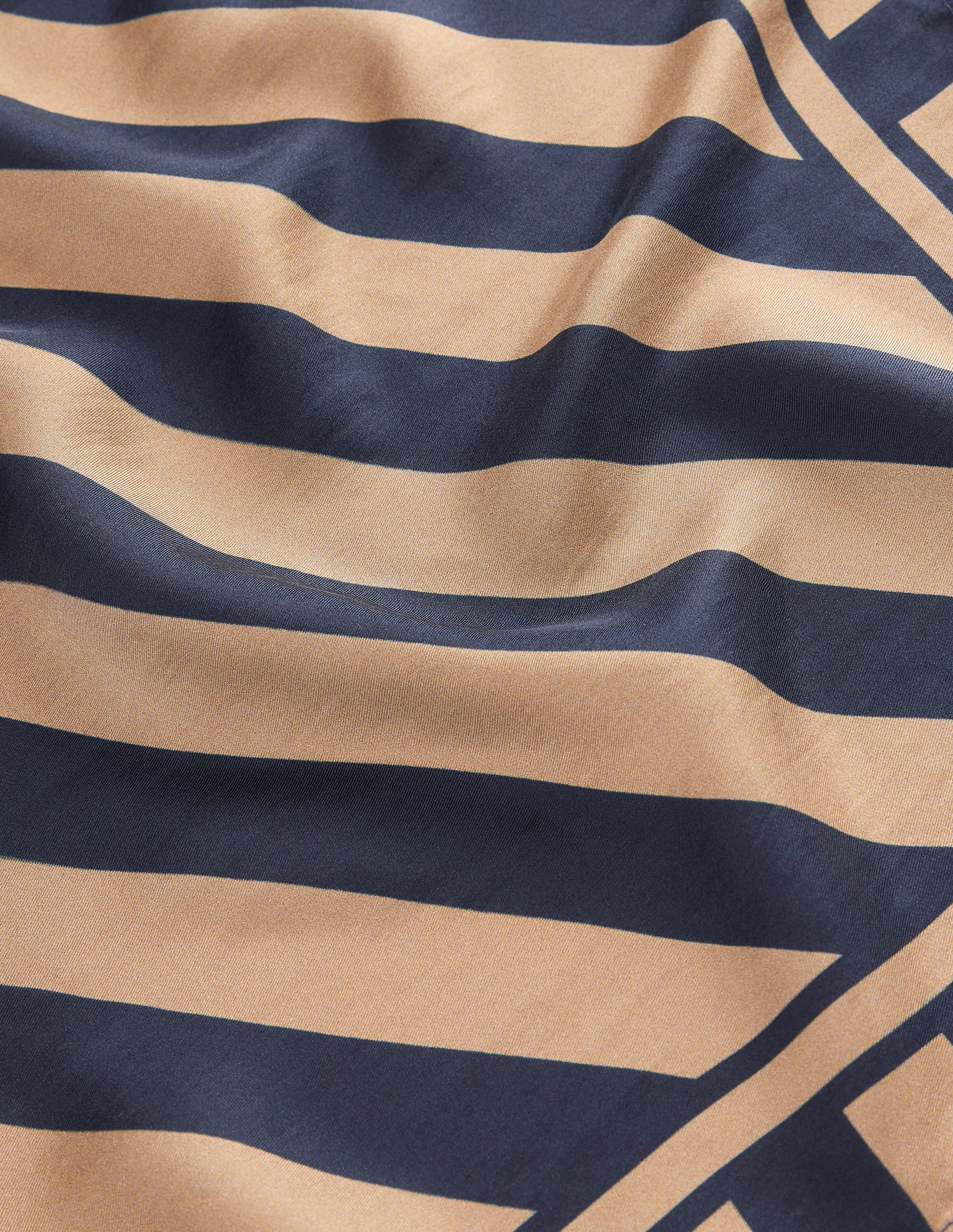 Elisabeth Silk Square Scarf-Navy and Camel Stripe - Image 3