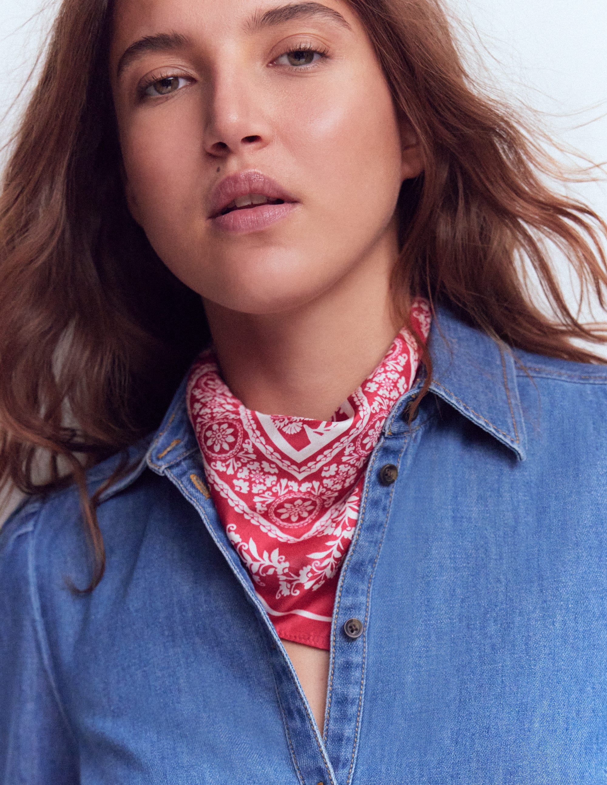 Elisabeth Silk Square Scarf-Red Decorative Blossom - Image 3