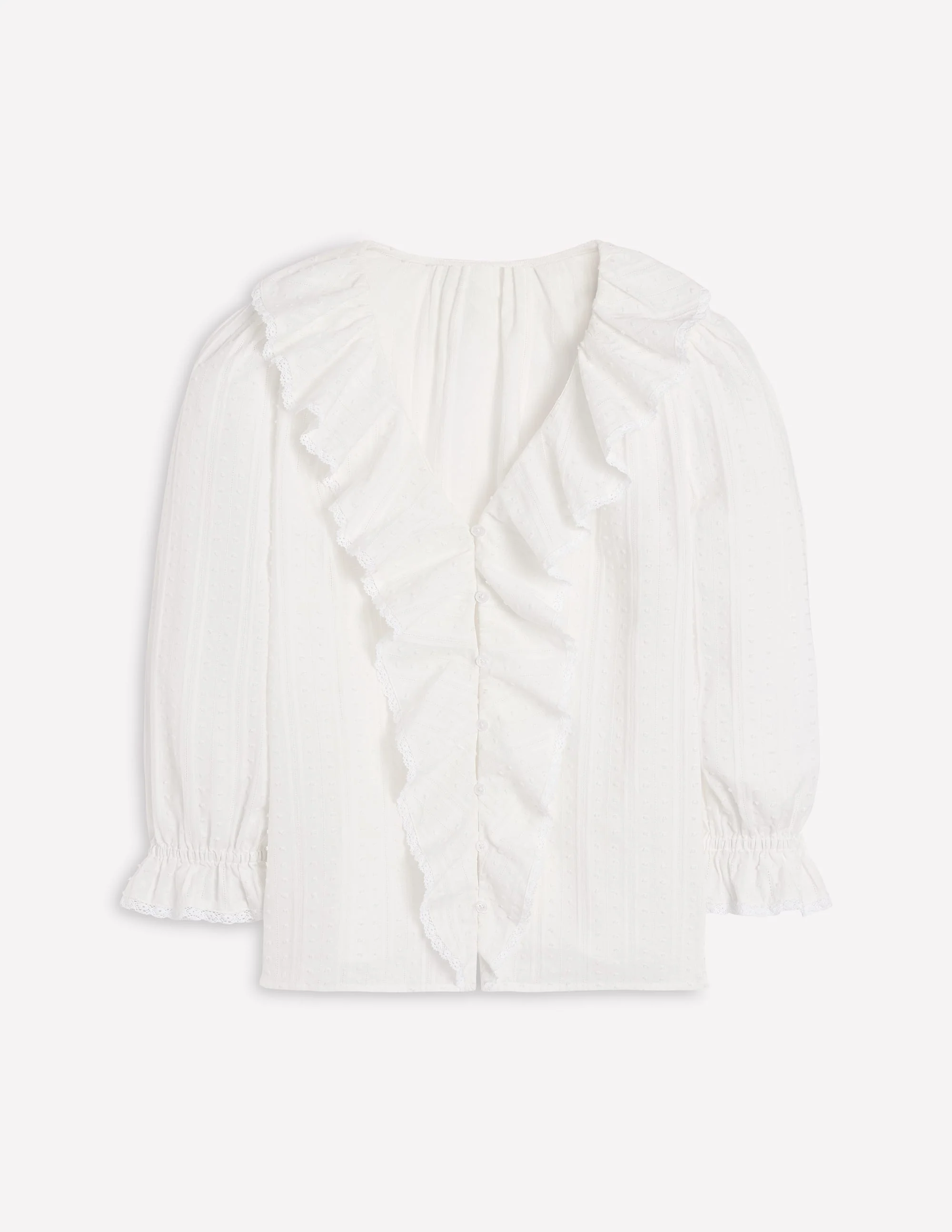 Eliza Ruffle V-Neck Blouse-White - Image 7