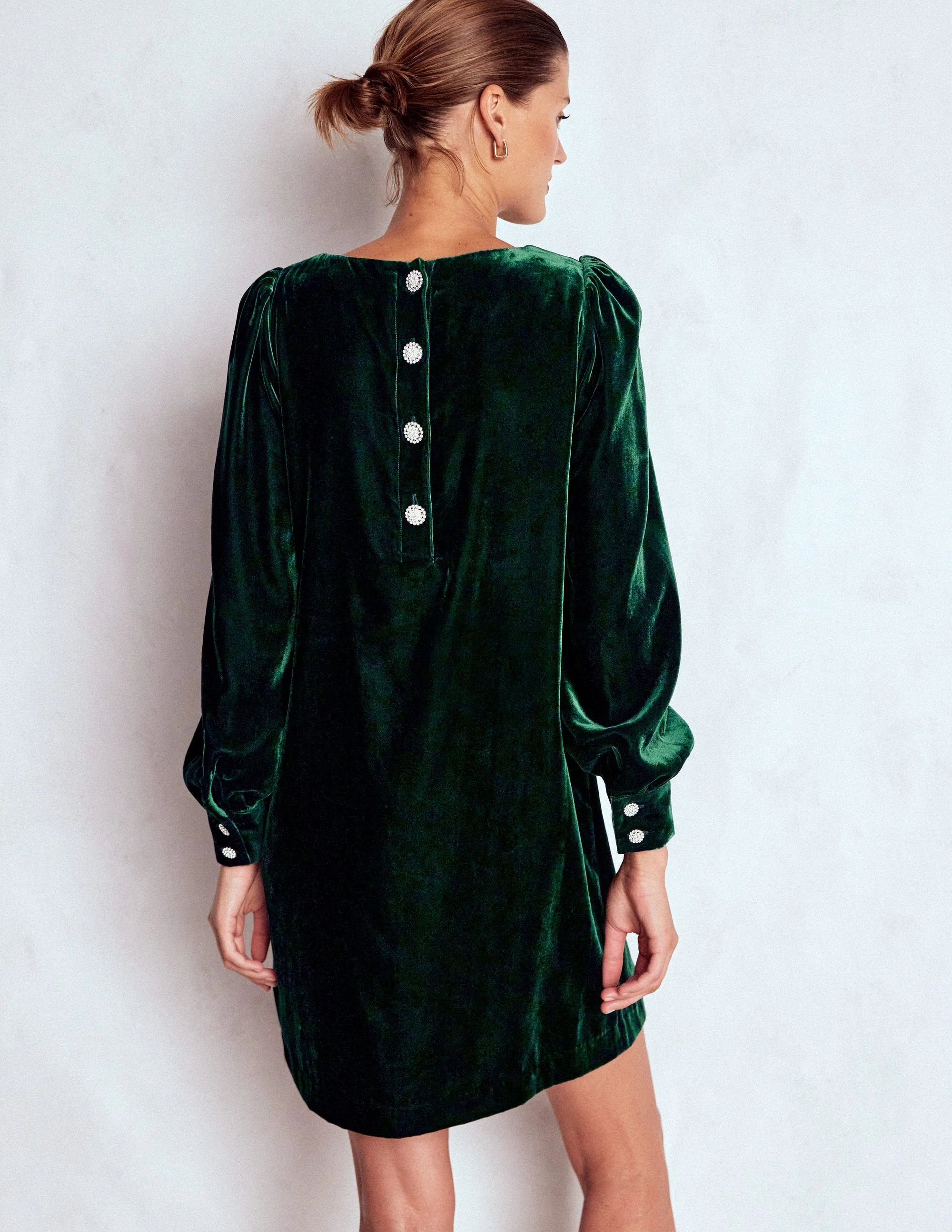 Estella Velvet Shift Dress-Emerald Night - Image 3