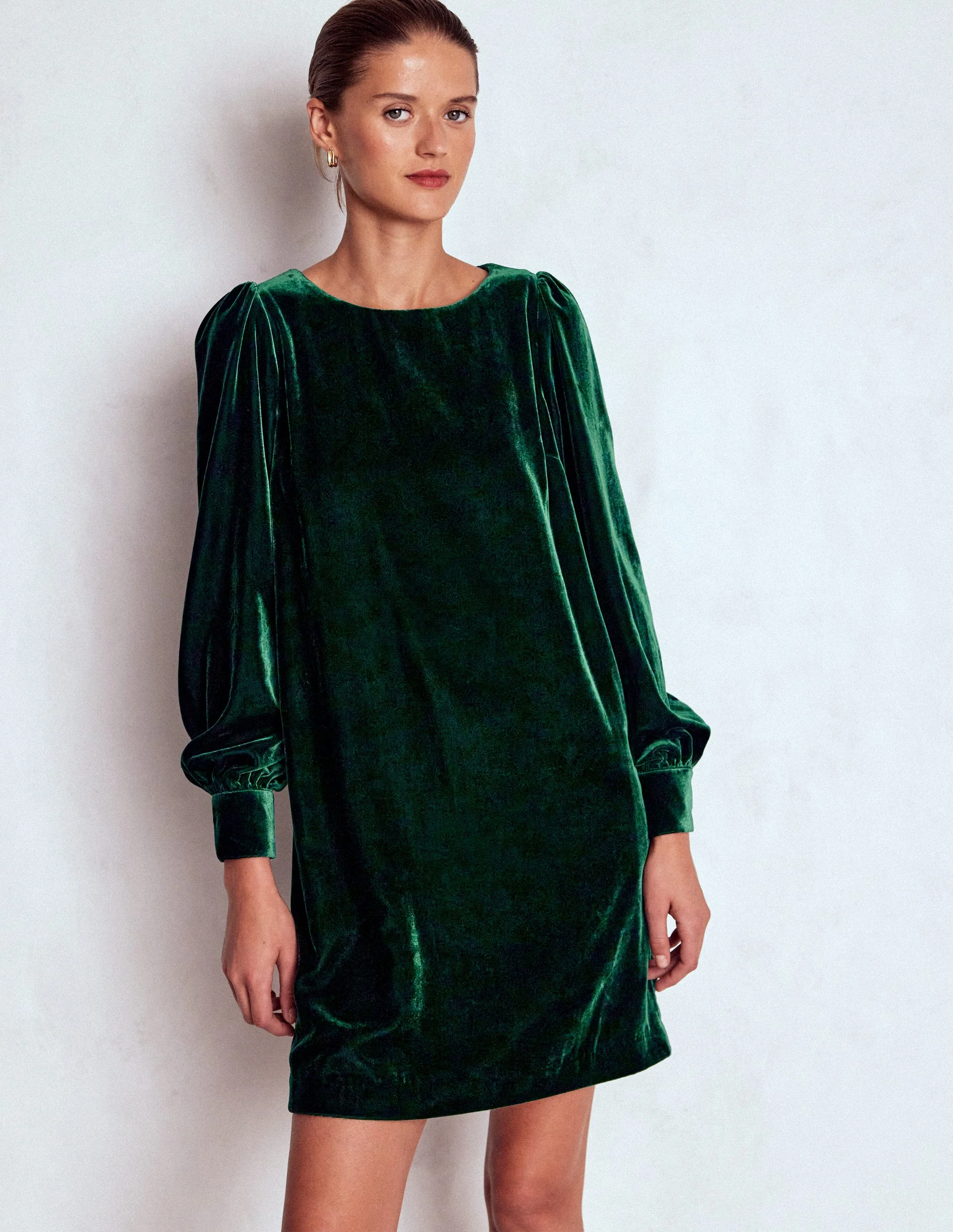 Estella Velvet Shift Dress-Emerald Night - Image 4