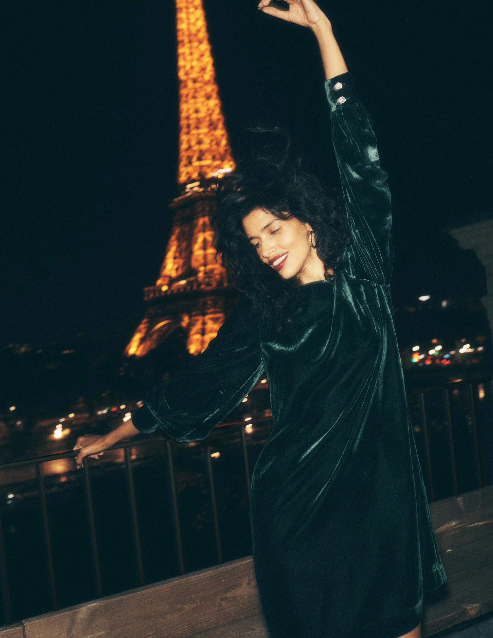 Estella Velvet Shift Dress-Emerald Night - Image 6