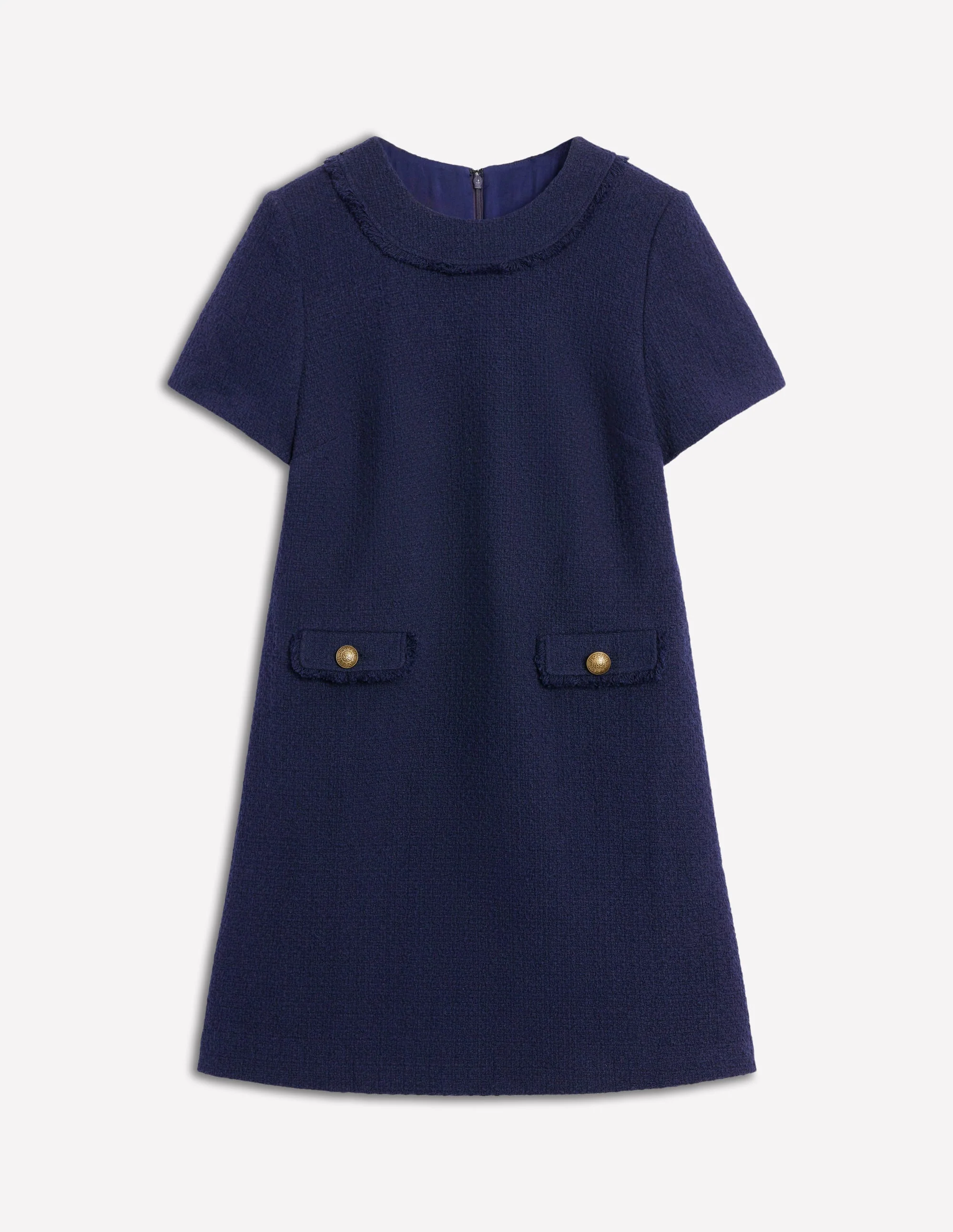 Evita Cotton Shift Dress-Navy - Image 5