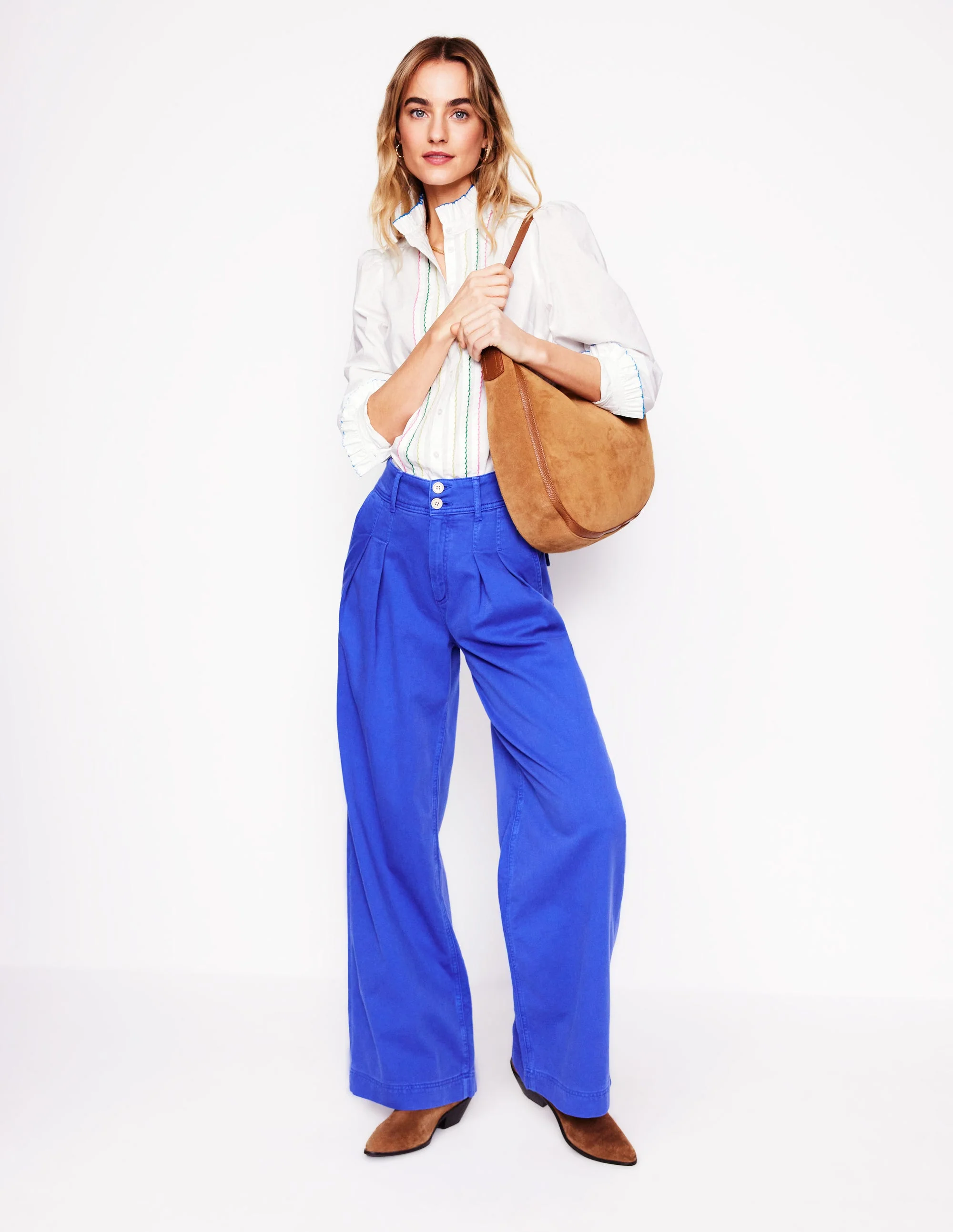 Felicity Cotton Blouse-White, Multi Stitch - Image 4