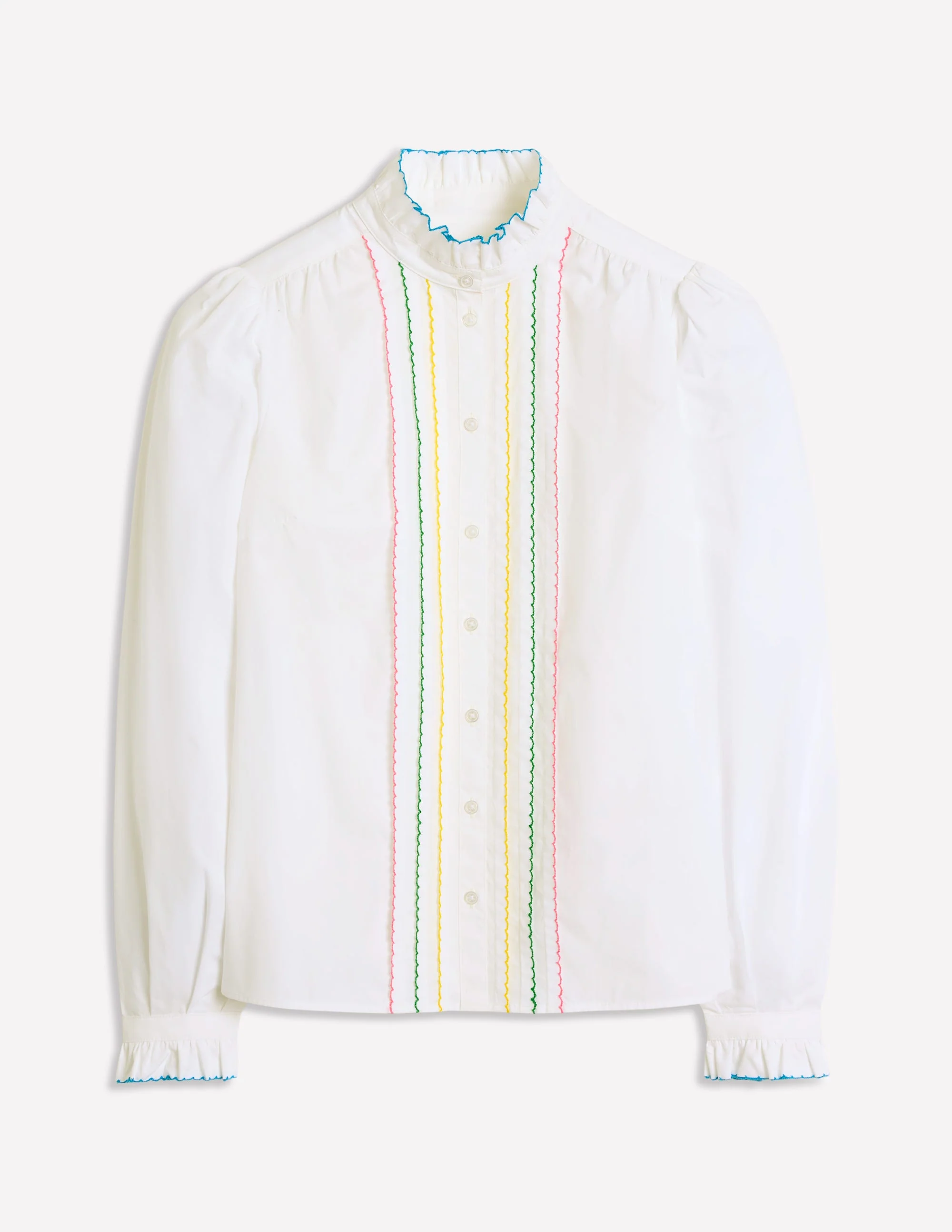 Felicity Cotton Blouse-White, Multi Stitch - Image 6