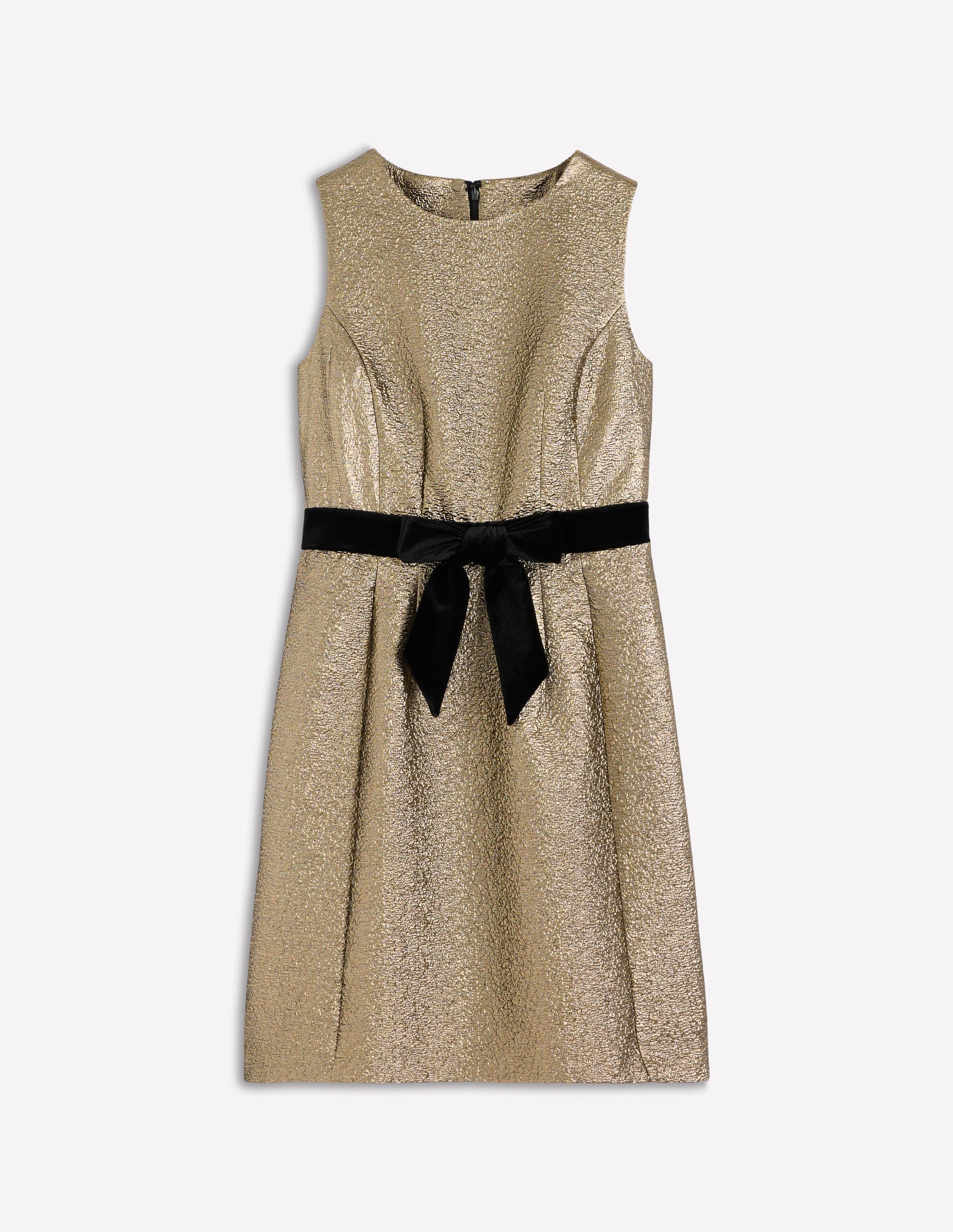 Gold Metallic Shift Dress-Gold Metallic - Image 7